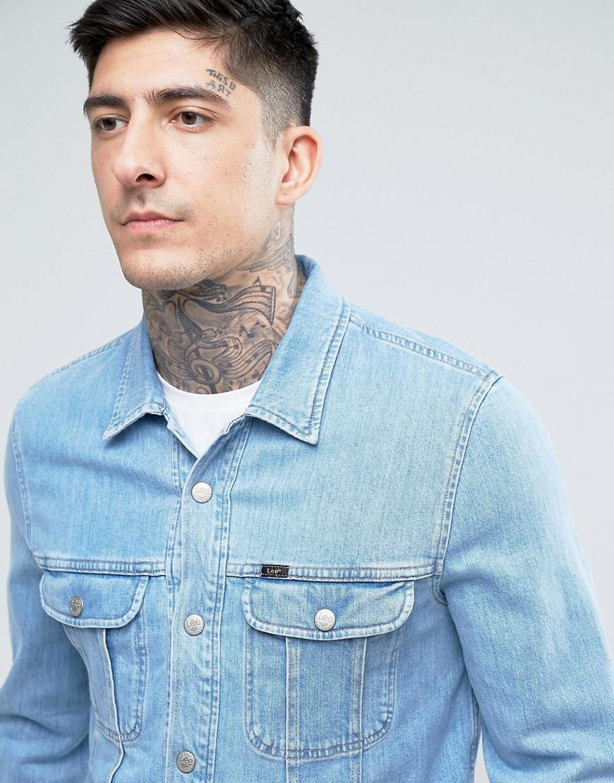 Lee Jeans Denim Snap Jacket in Blue for Men - Lyst