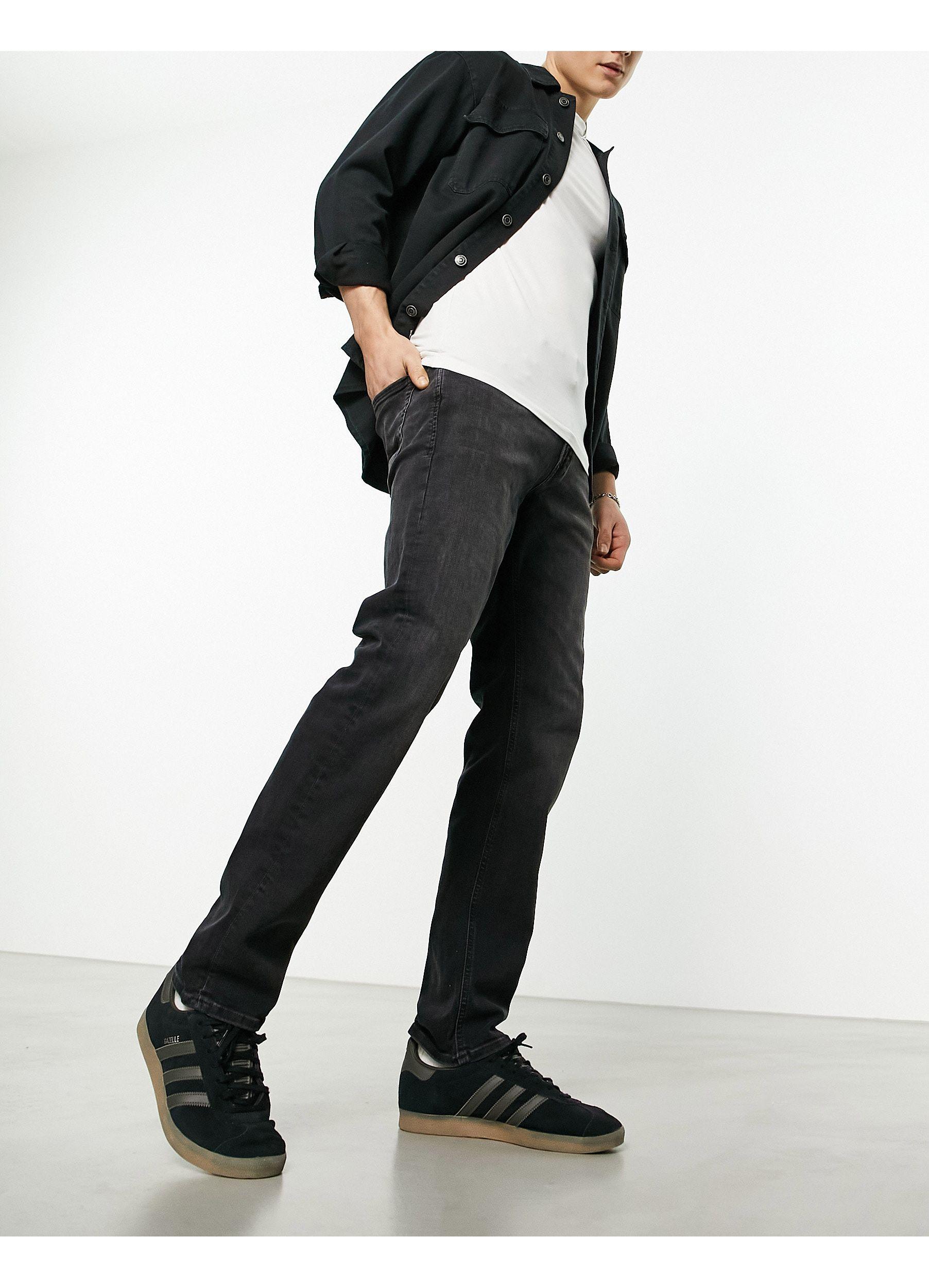 Jack & Jones Intelligence Straight Fit Super Stretch Jeans in Black for Men  | Lyst