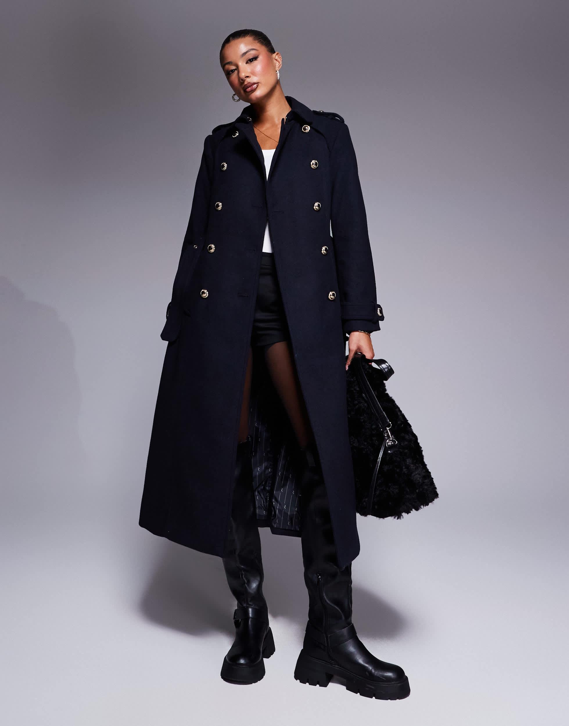 River island navy trench coat best sale
