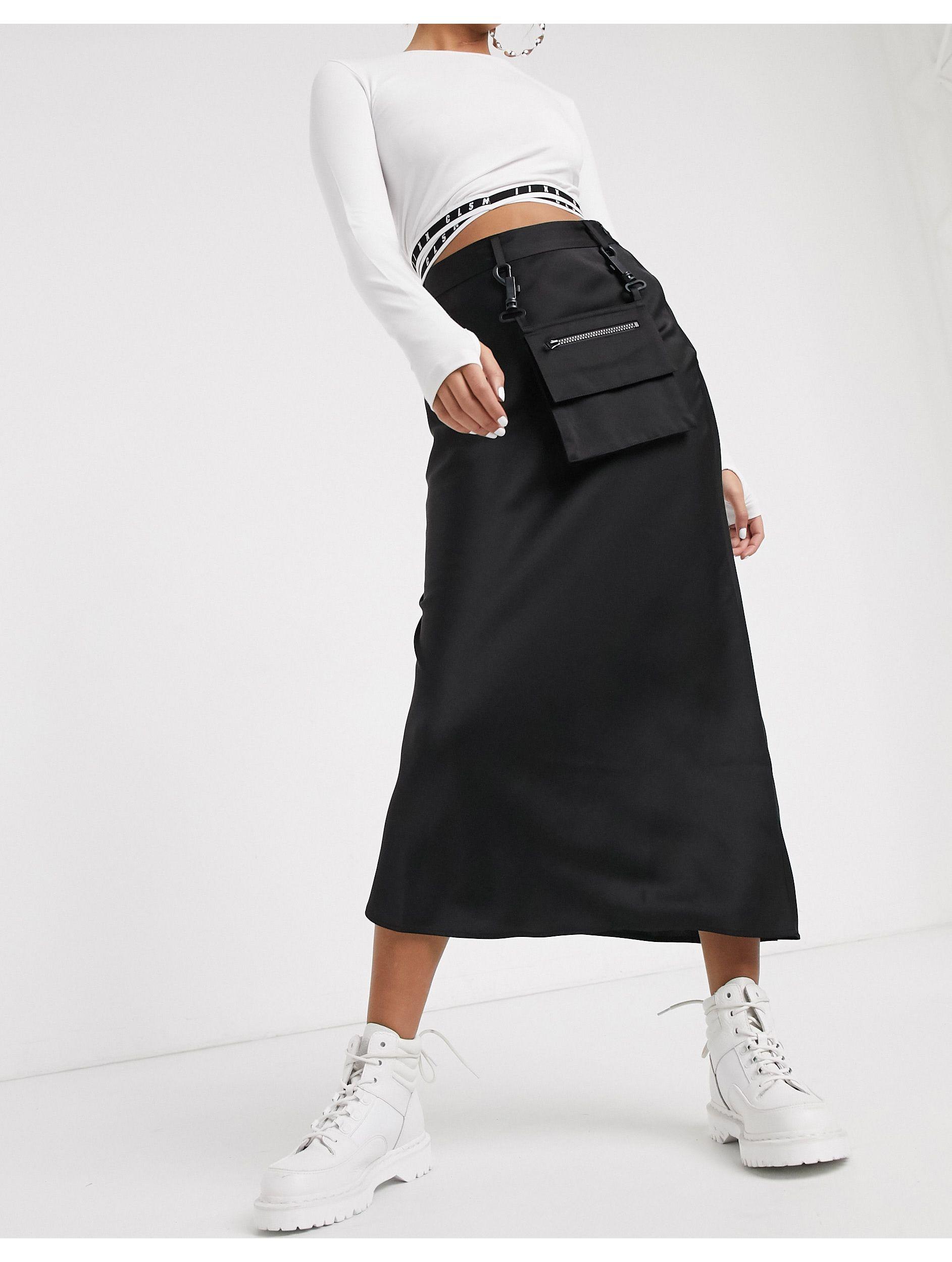 collusion pleated mini skirt with detachable bag