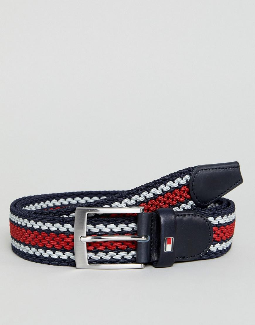 Tommy Hilfiger Adan Stripe Web Belt In Red/white/blue for Lyst