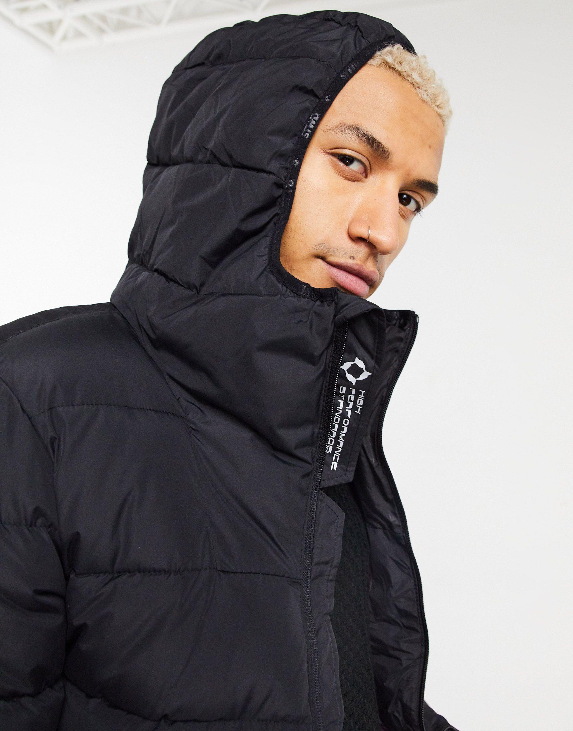 Pull&Bear Padded Puffer Jacket With Hood in Black for Men - Save 18% - Lyst