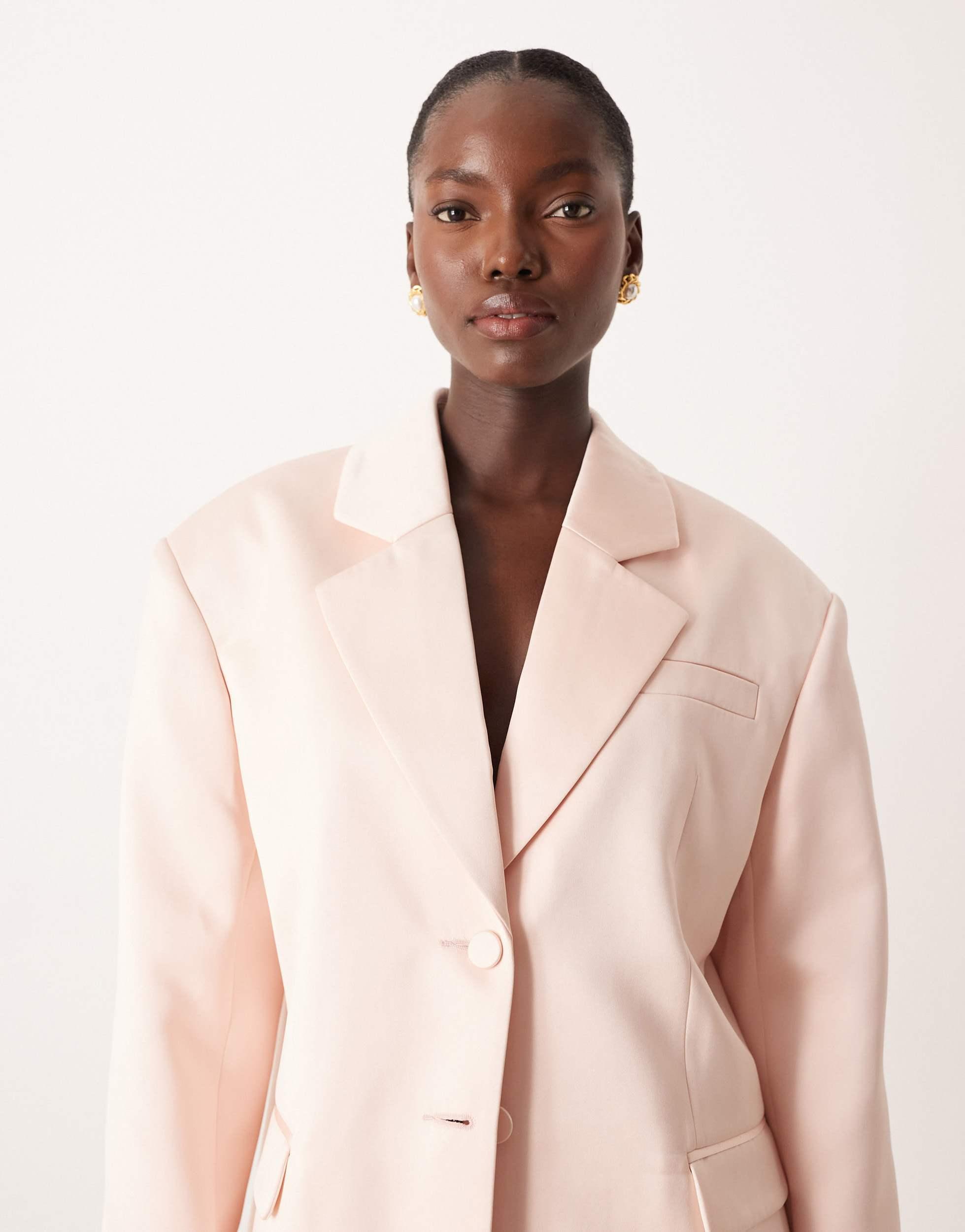 ASOS Tailored Satin Oversized Power Shoulders Blazer in Pink Lyst