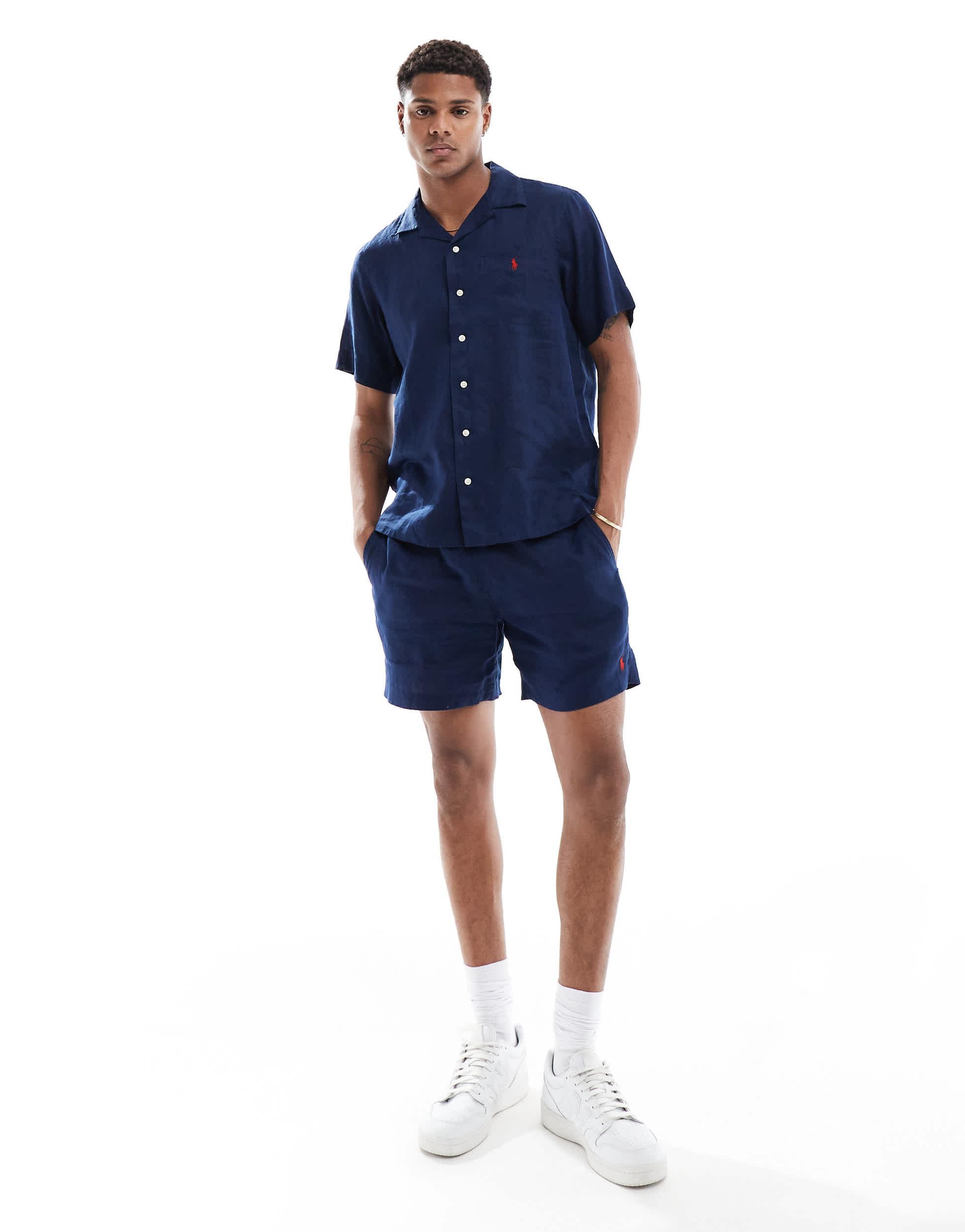 Chemise d'ensemble classique coupe oversize en lin avec logo