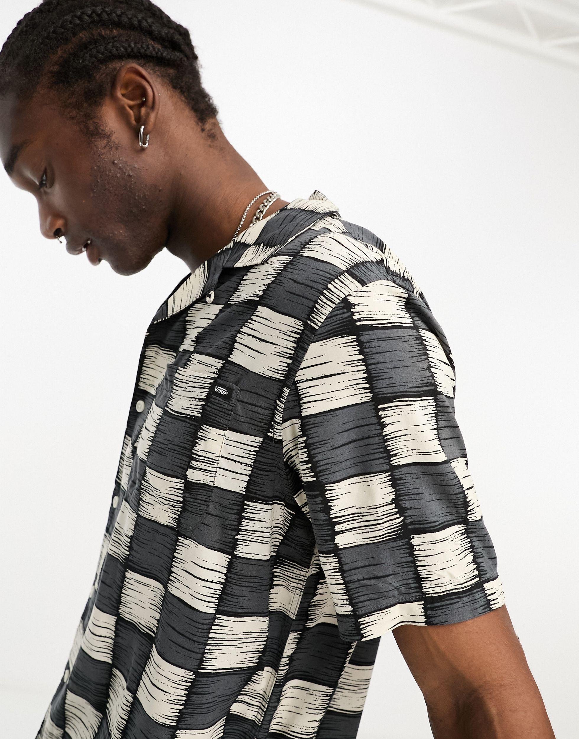 Vans Checkerboard Print Short Sleeve Shirt in Black for Men | Lyst