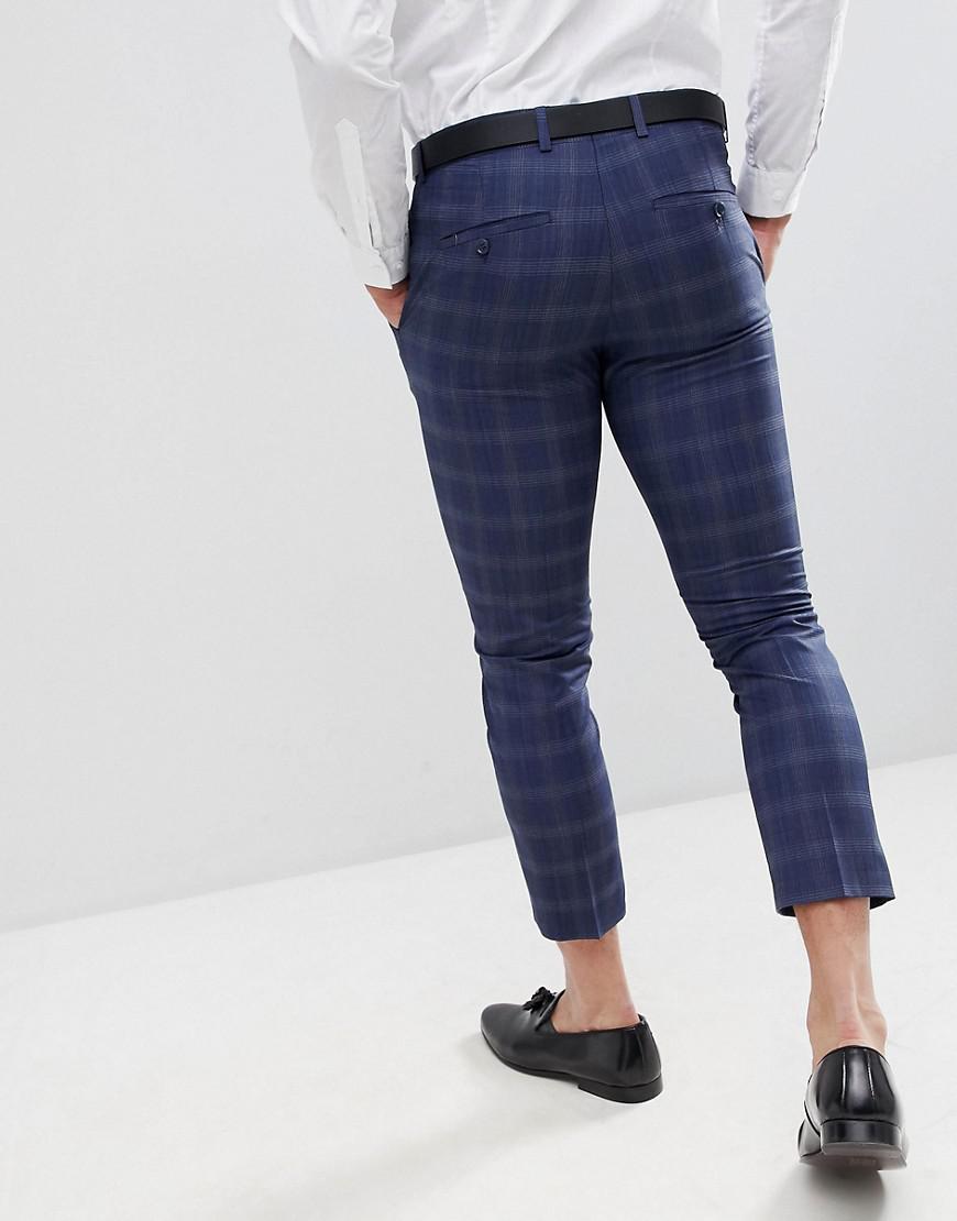 Pantalon De Costume Court Et Slim Carreaux Jean Boohooman Pour Homme En Coloris Gris Lyst