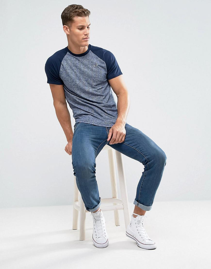 Hollister T-shirt Slim Fit Raglan In Blue for Men | Lyst