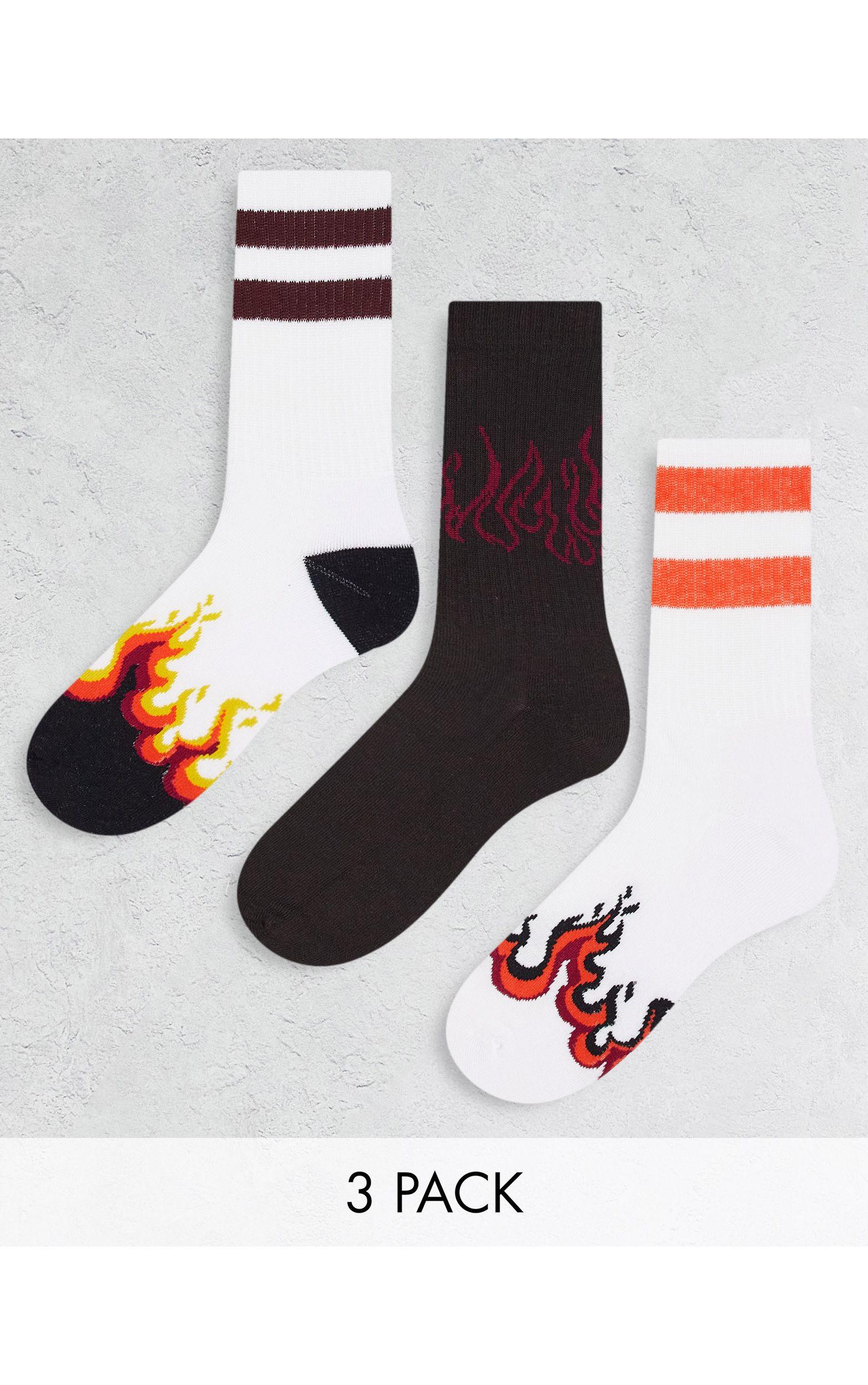 ASOS 3 Pack Sports Socks With Flame And Stripes in White for Men | Lyst