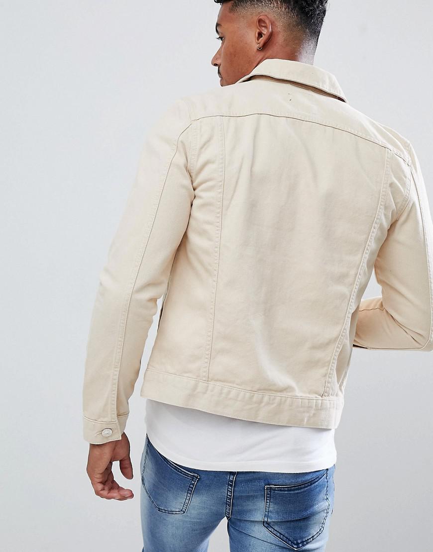 River Island Denim Jacket In Ecru for 