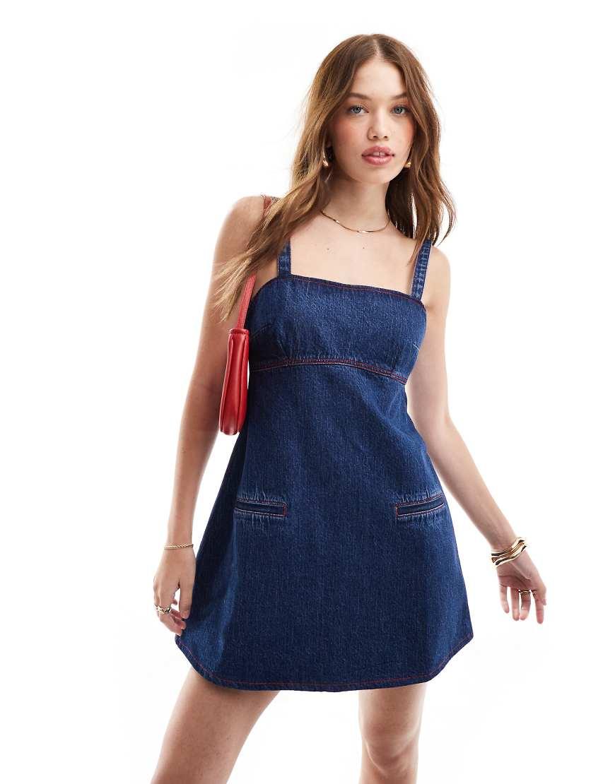HOT Denim Pinafore Dresses Asos ASOS Denim Pinafore Dress In