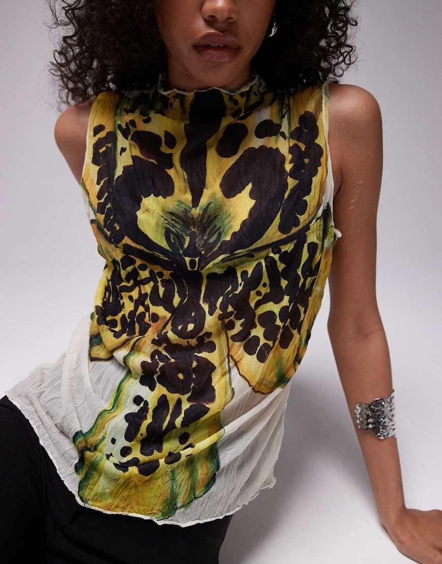 Floral sleeveless top hot sale