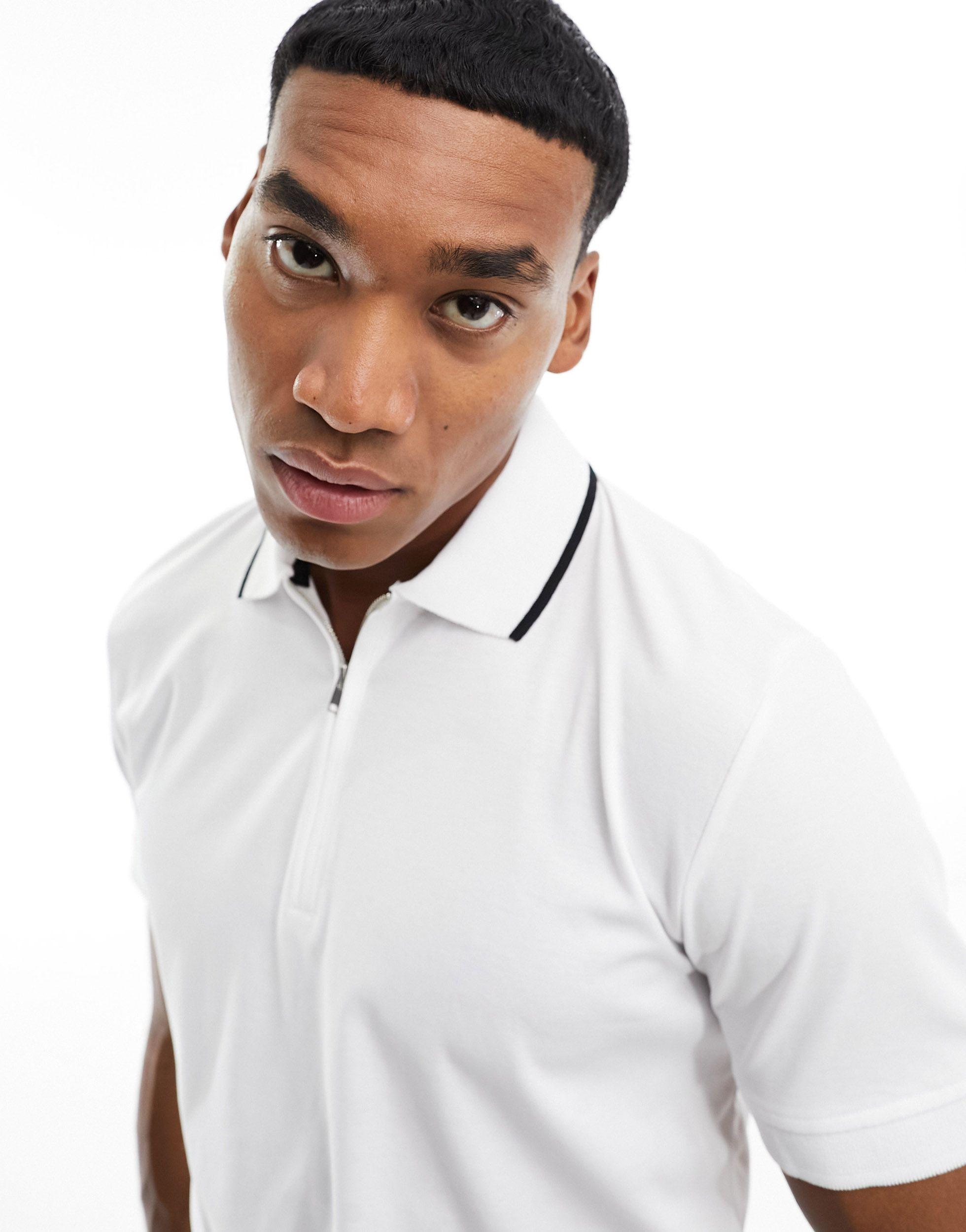 SELECTED 3/4 Zip Polo in White for Men | Lyst UK