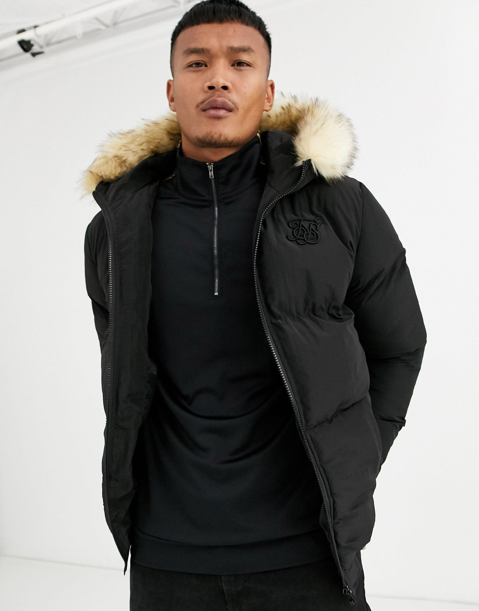 sik silk black puffer jacket