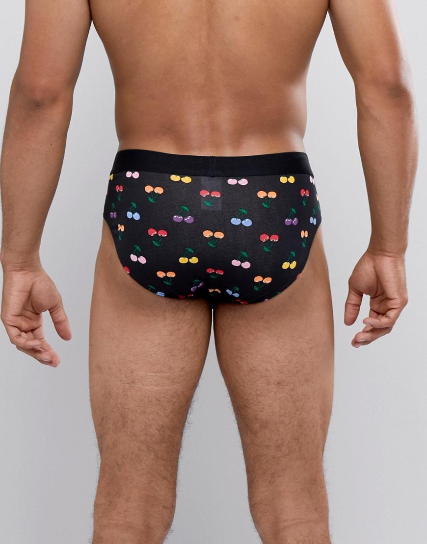 Happy Socks Briefs With Cherry Print in Black for Men - Lyst