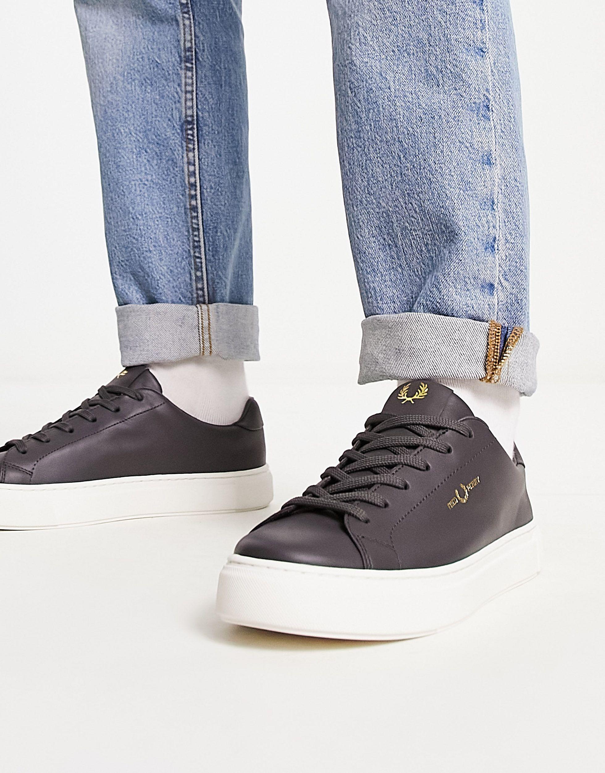 Fred Perry B71 Leather Trainers in Blue for Men | Lyst