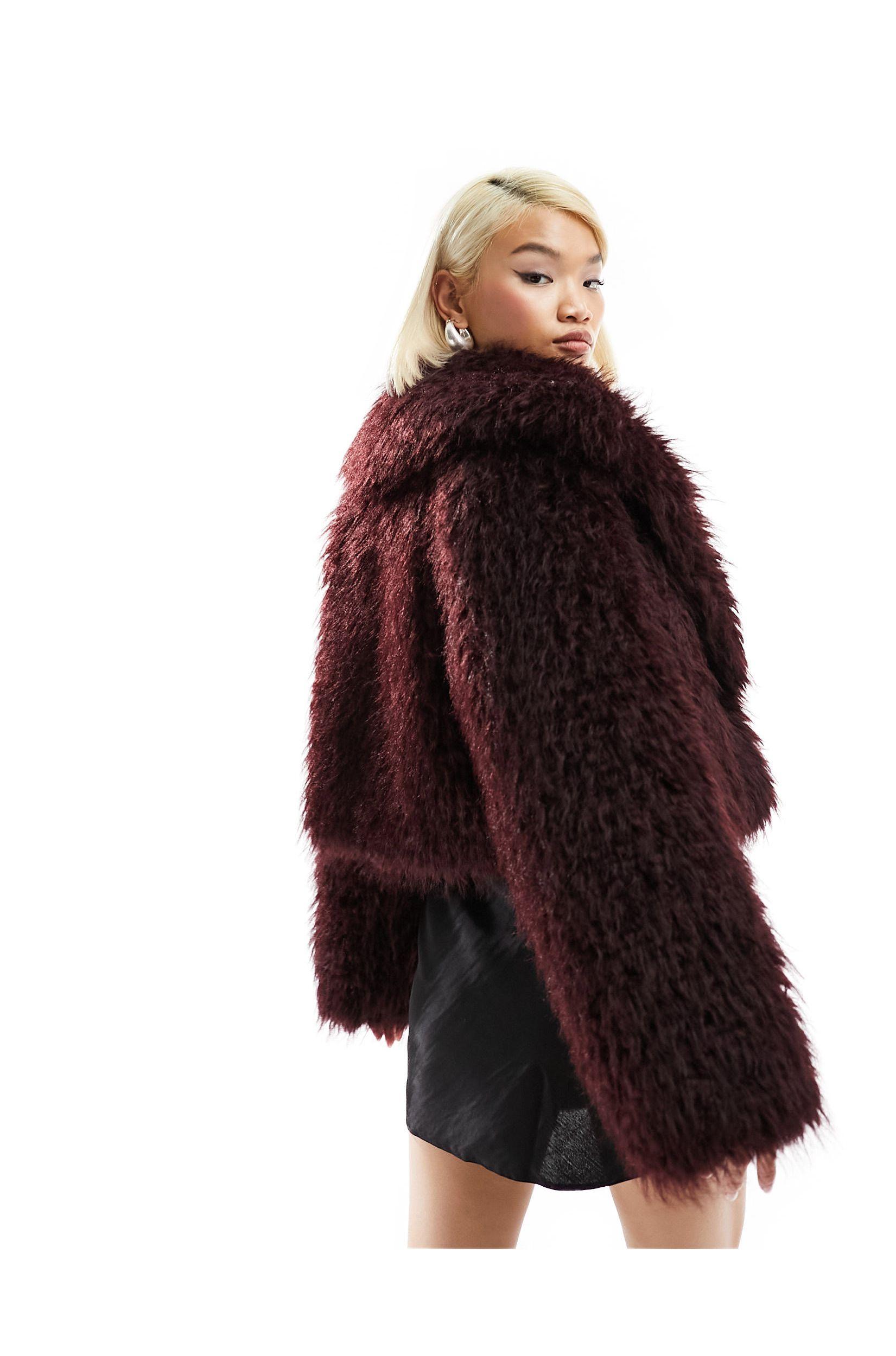 Mäntel Kunstfell Mantel Bordeaux Bordeaux Mango Kunstfell Jacke