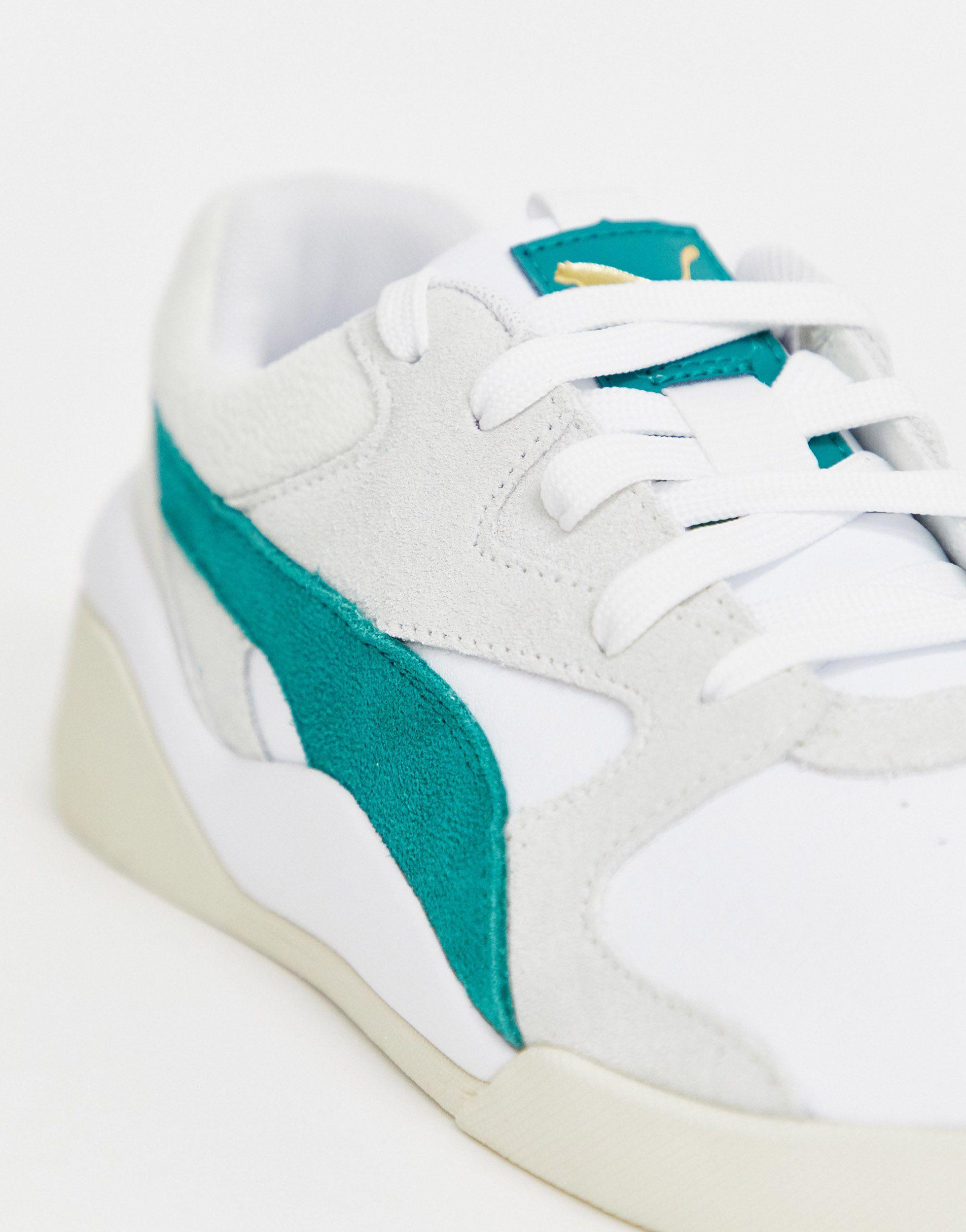 puma aeon heritage white and green trainers