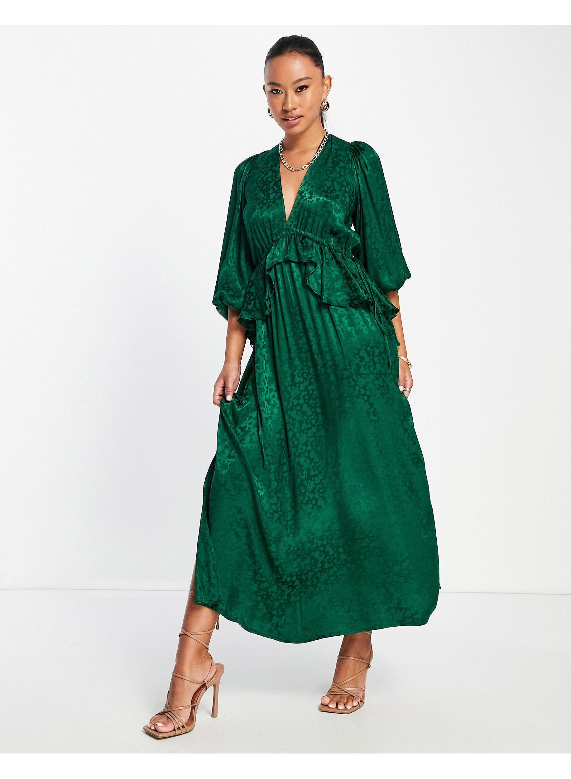 TOPSHOP Jacquard Riveria Occasion Dress in Green | Lyst