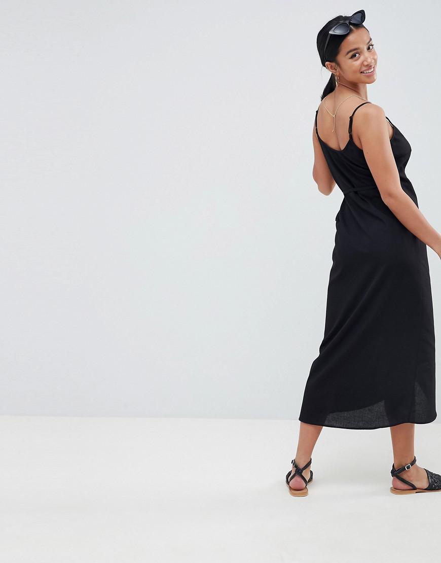 asos black linen dress
