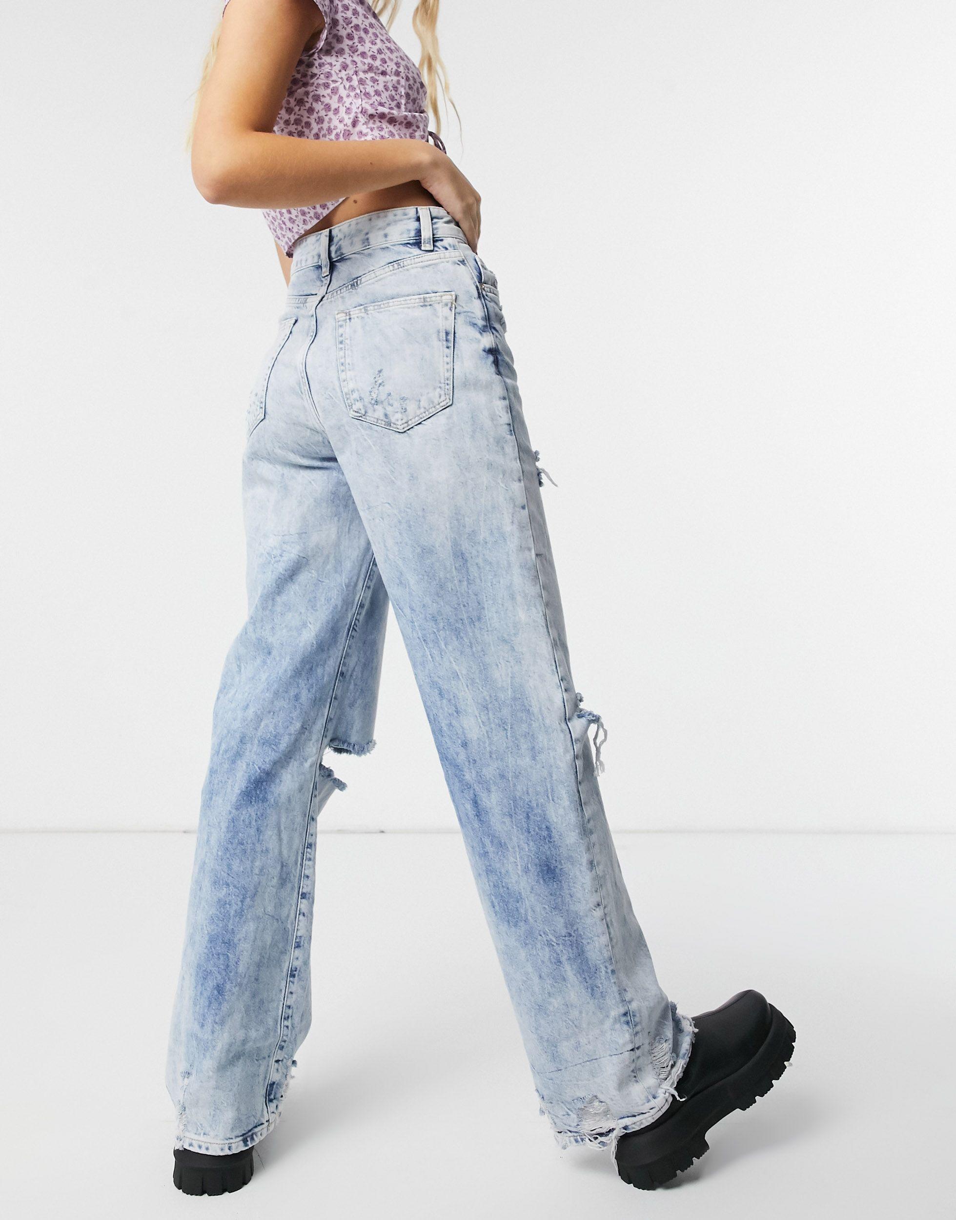 Bershka Denim – jeans mit weitem bein und zierrissen am knie im stil der  90er in Blau - Sparen Sie 24% | Lyst AT