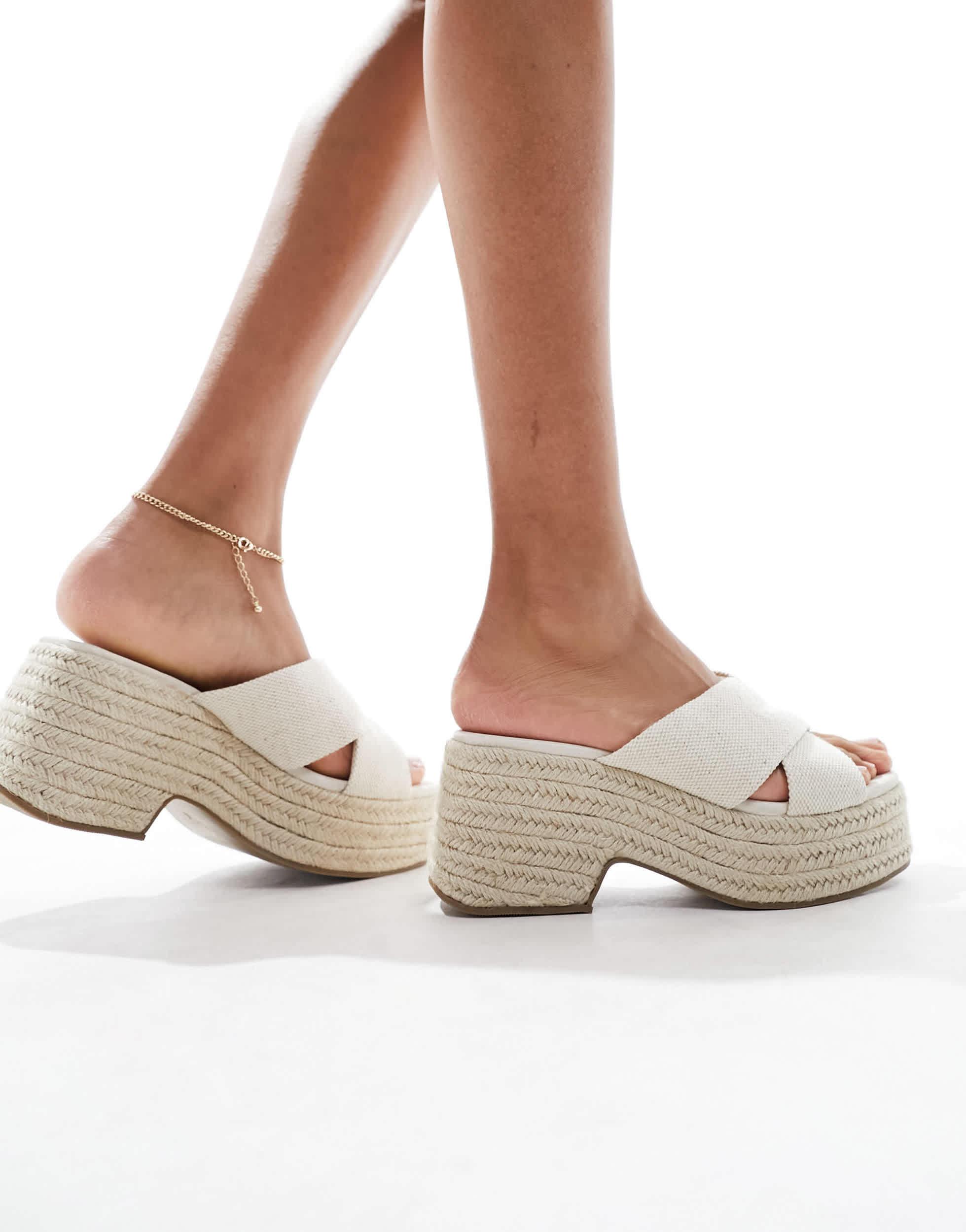 Toy sandales compensees a brides croisees naturel ASOS en coloris Neutre Lyst