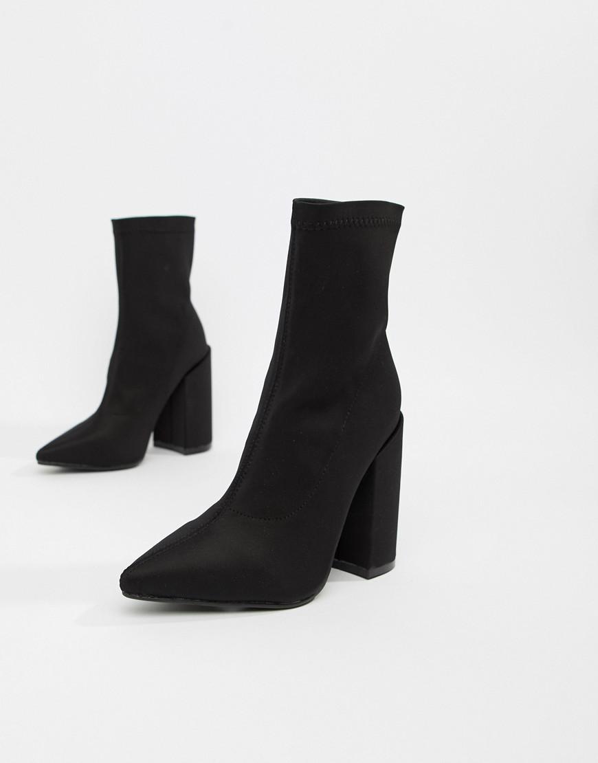 black sock boot block heel