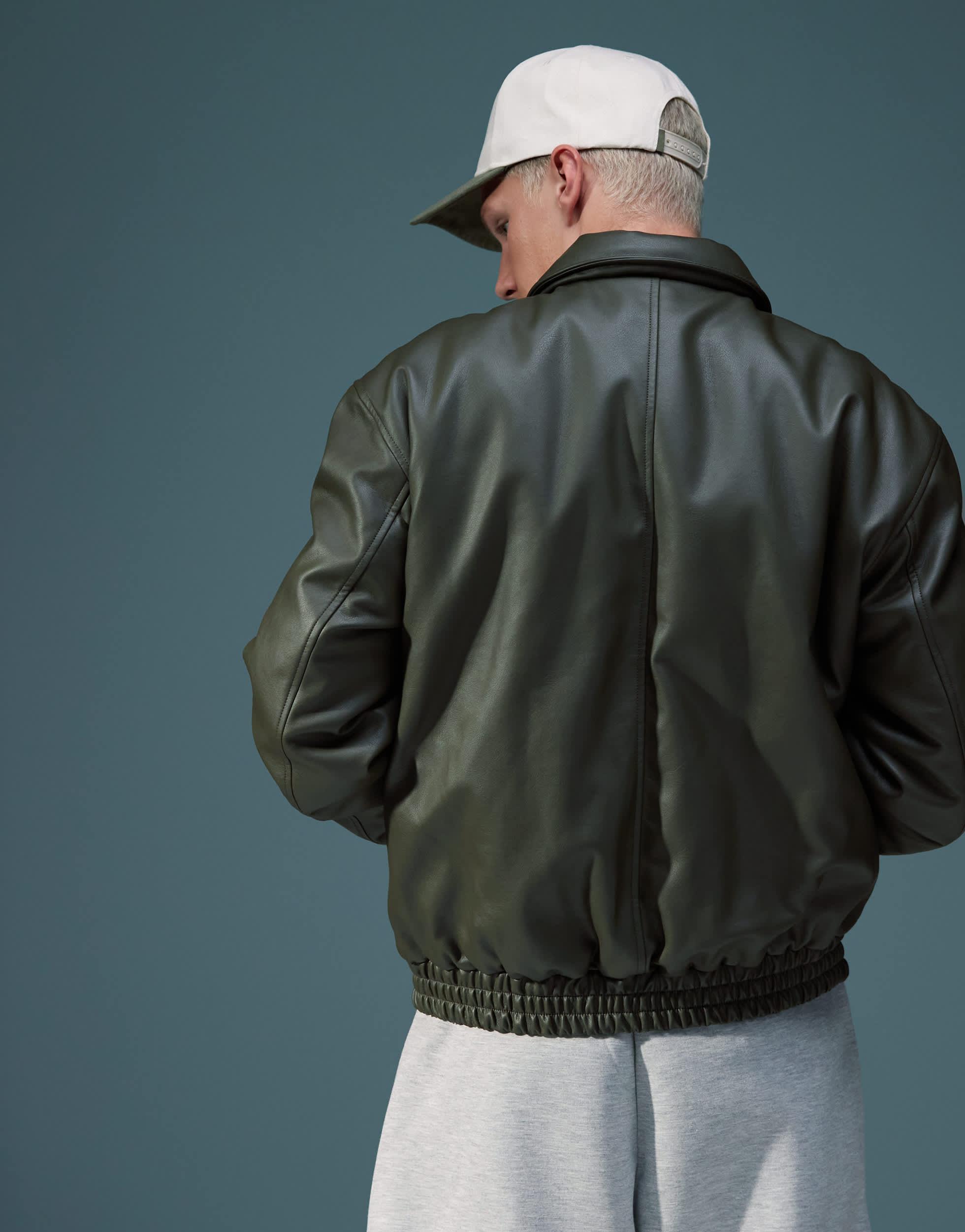 Reserved Lange Weste Kunstleder Weste Mit Hohem Kragen