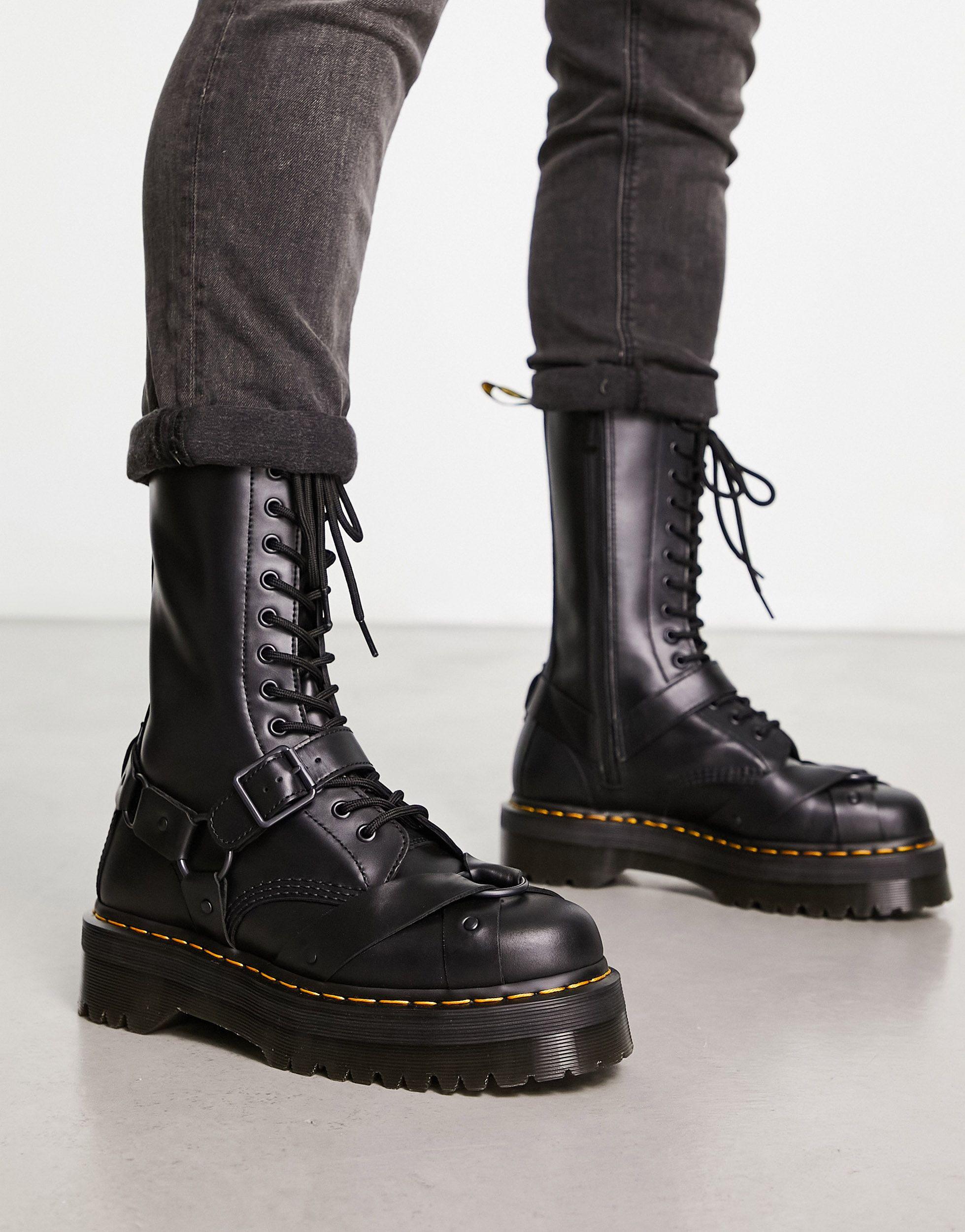 Dr. Martens 1914 Harness Leather Tall Lace Up Platform Boots in Black for  Men | Lyst
