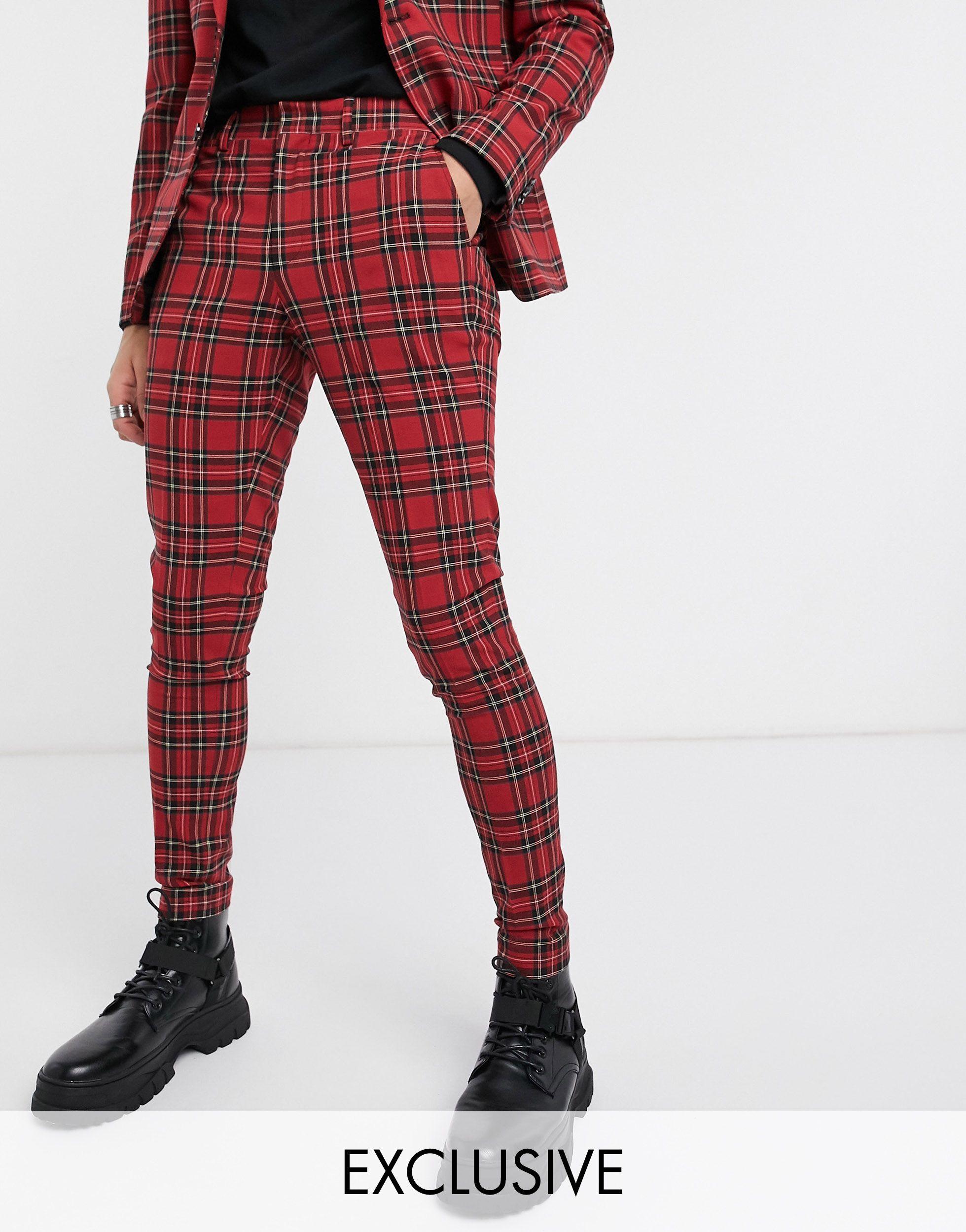 Skinny red plaid pants Clearance