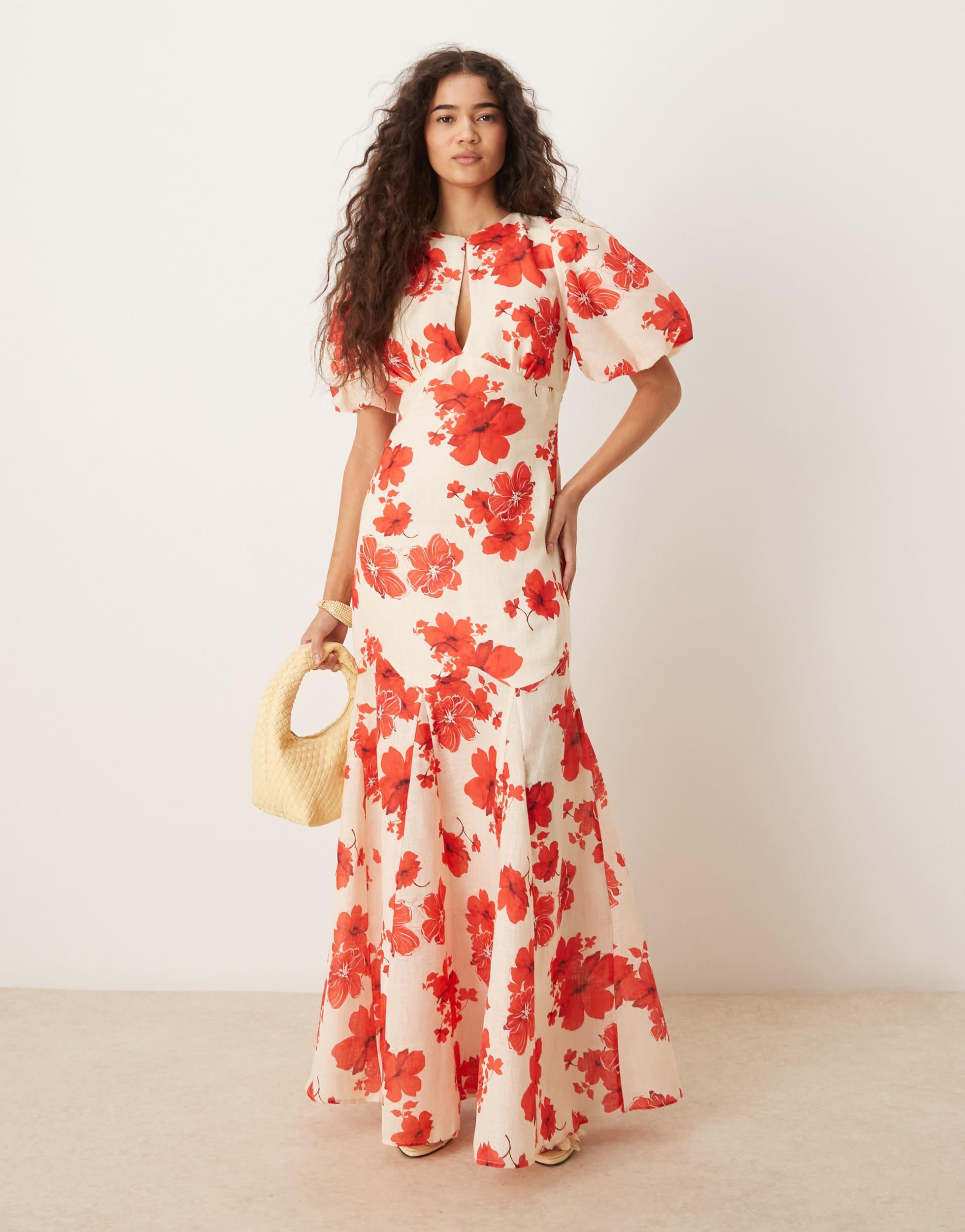 double lined white dress Double-Slit Maxi Dress with Straps main image 1