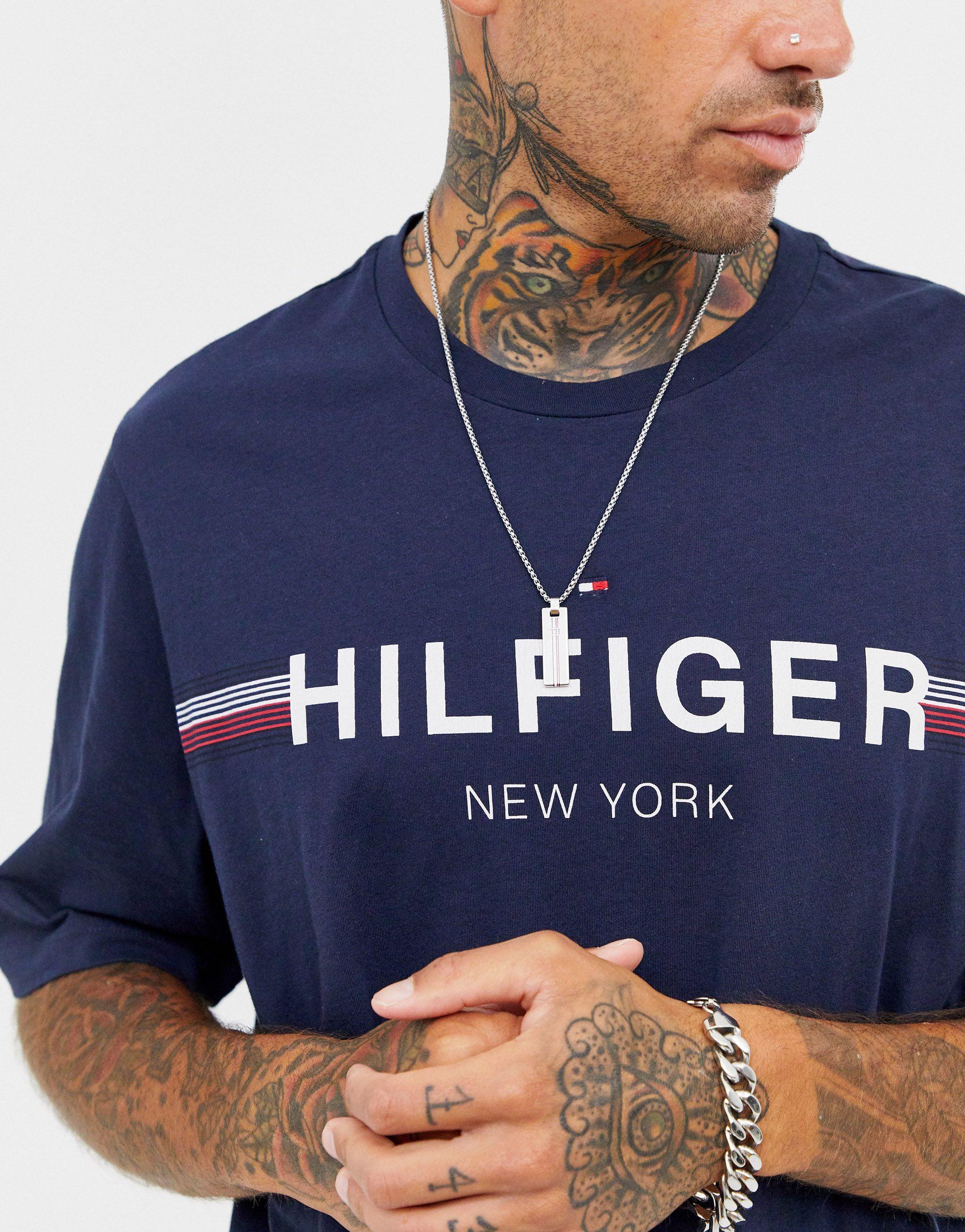 Tommy Hilfiger Neck Chain With Branded Pendant in Metallic for Men | Lyst
