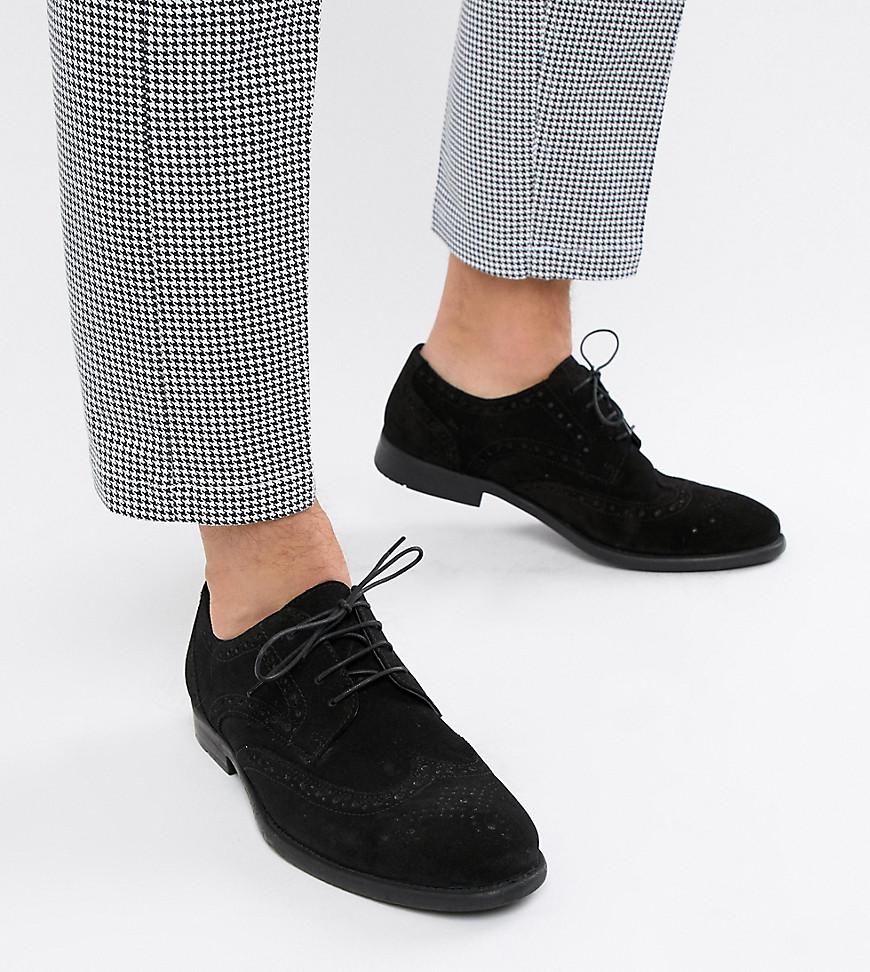 wide fit black suede heels