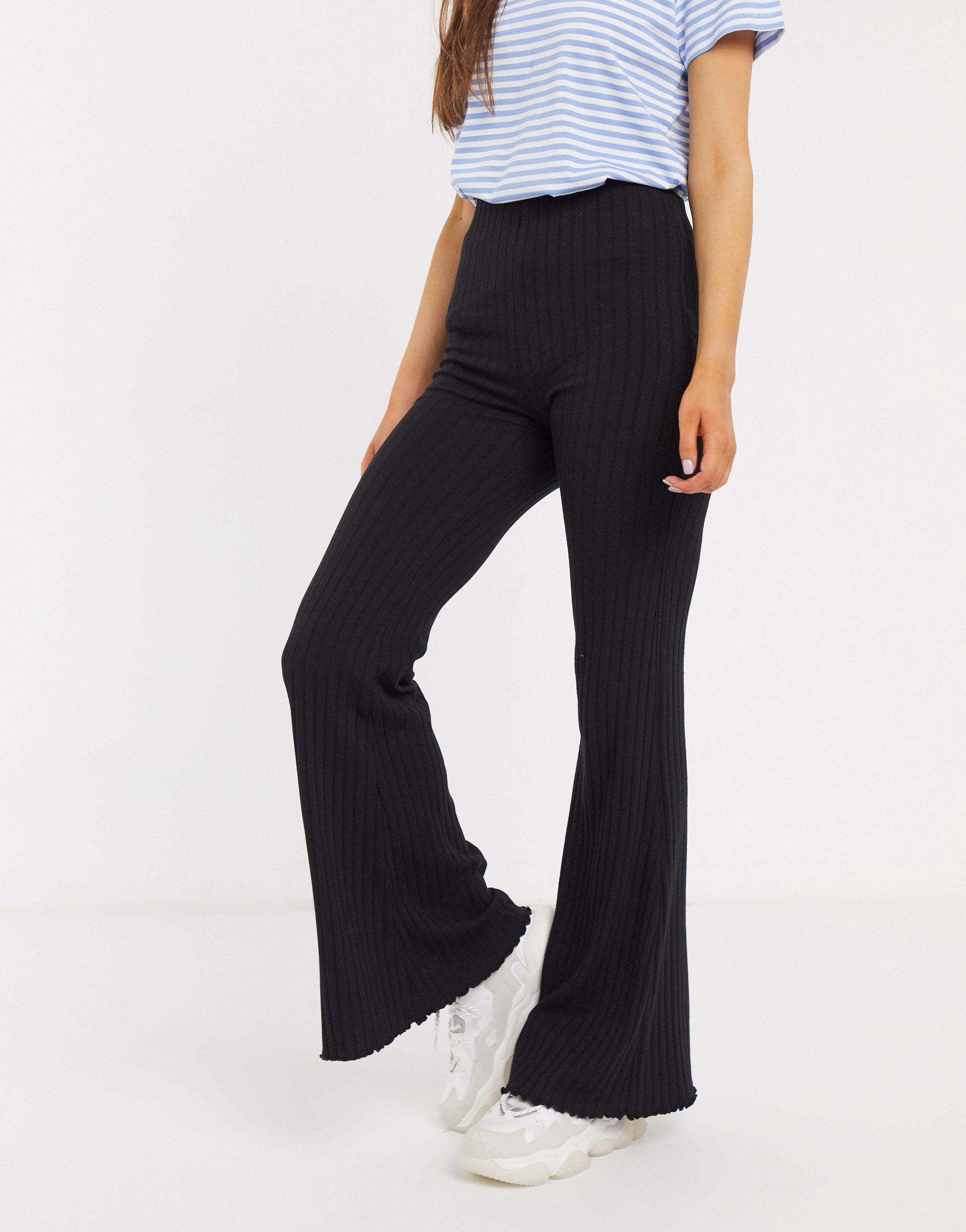 ribbed flared trousers