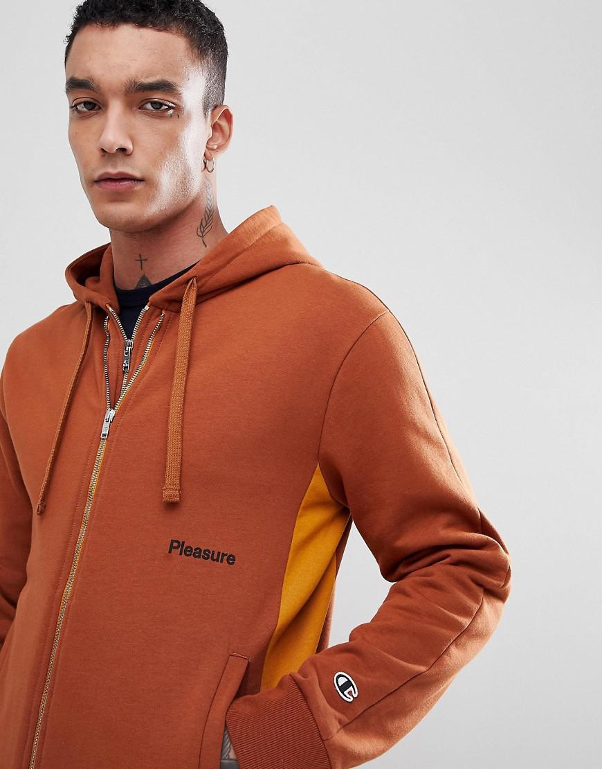 pleasures x champion hoodie