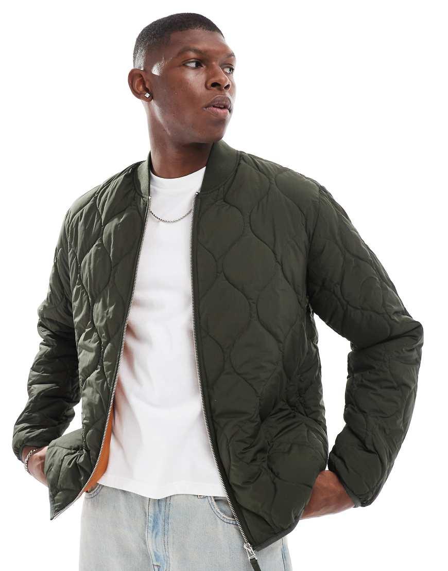 Jack Jones Quilted Bomber Jacket in Green for Men Lyst UK
