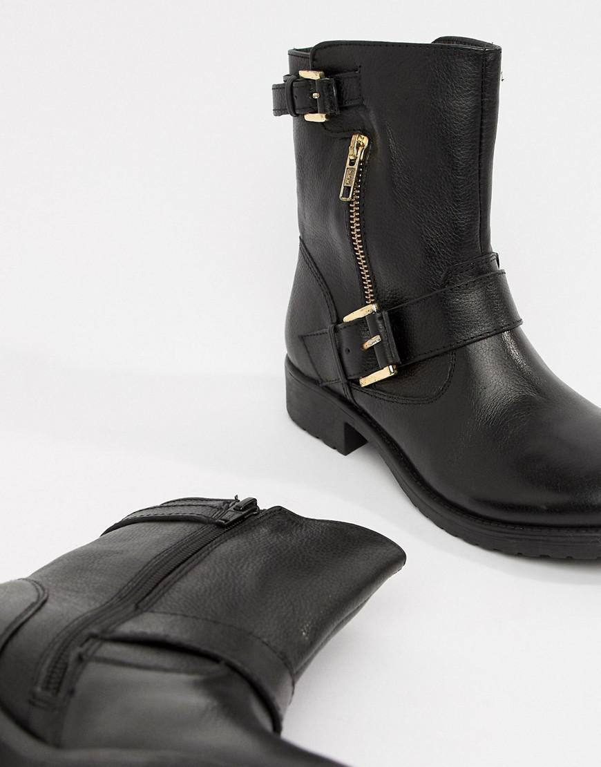 Dune Ripp Leather Ankle Boots in Black 