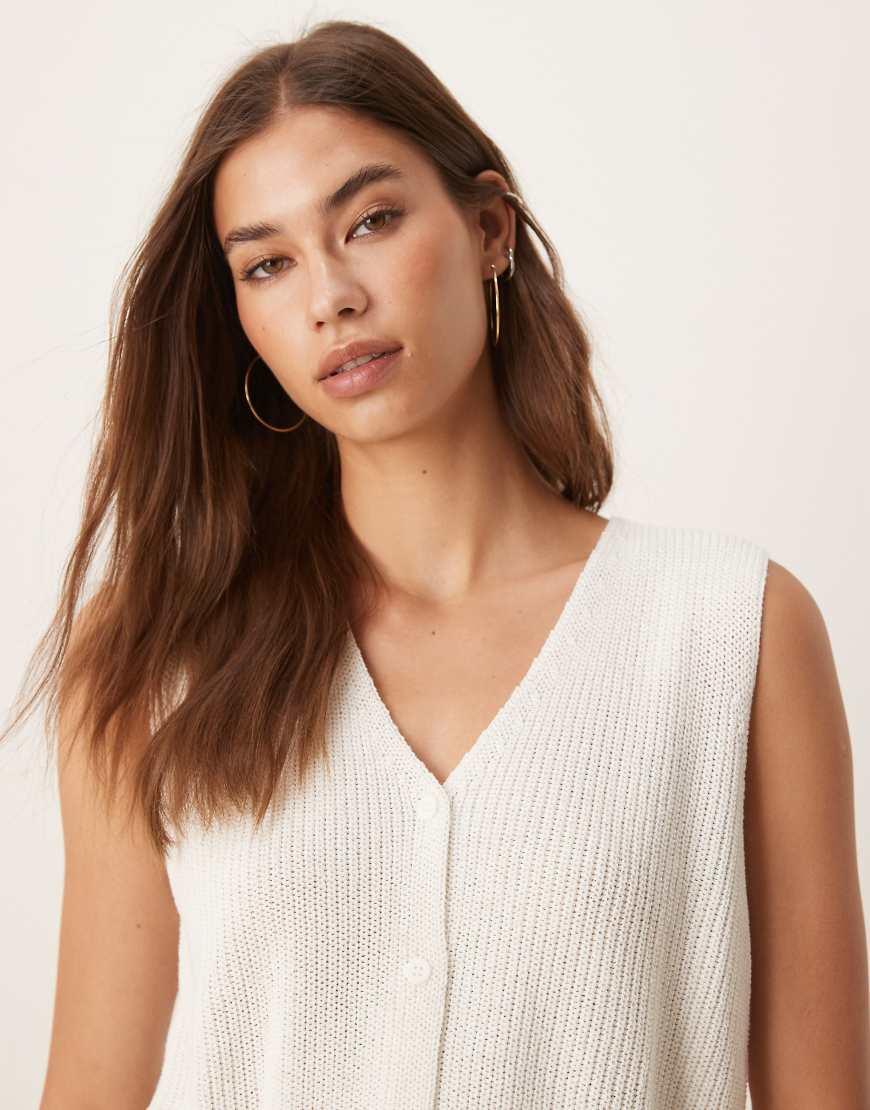 V Neck Knitted Vest Mango Mango Lightweight Knitted Vest In White