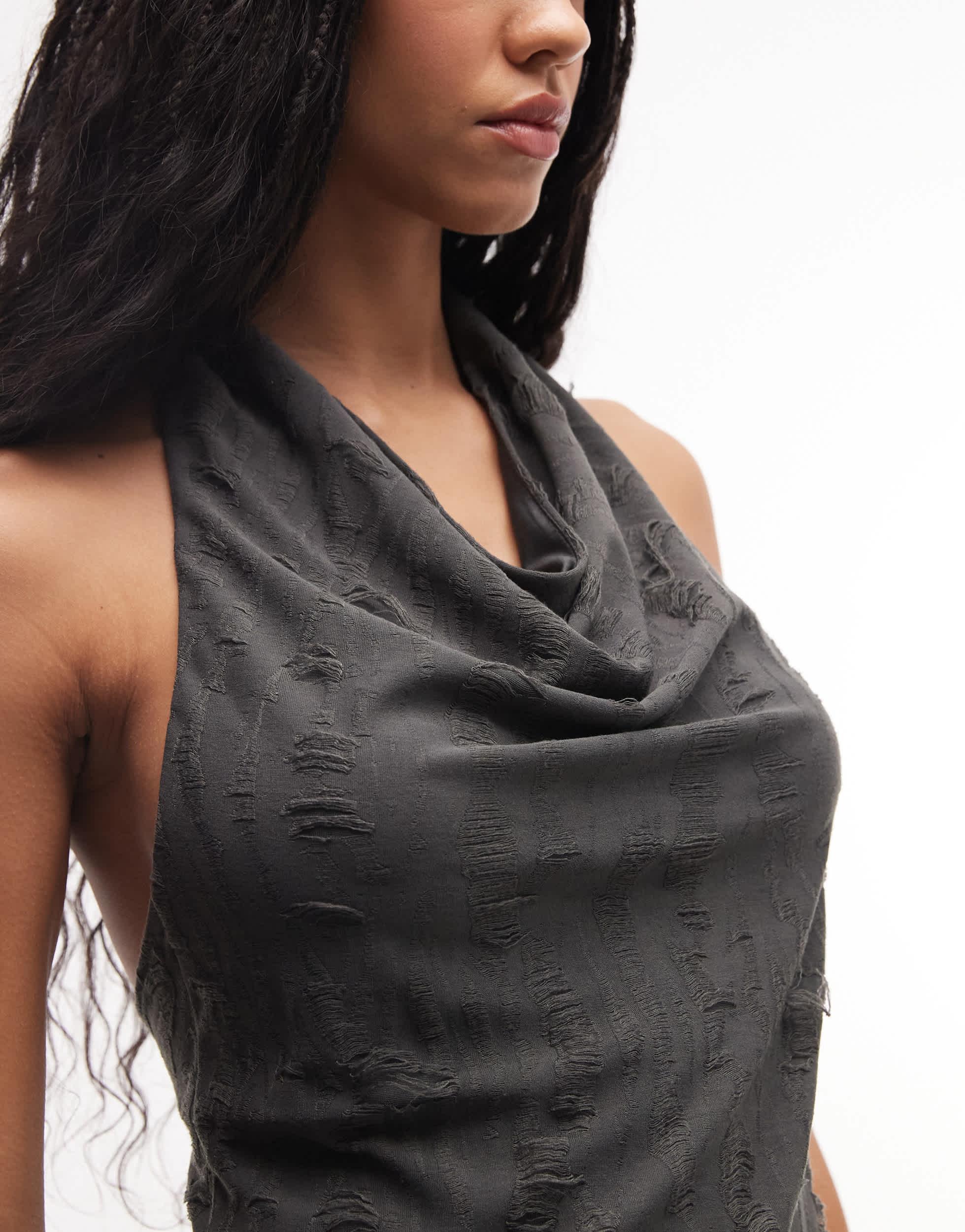 Weekday Drape Halter Mini Dress in Natural | Lyst