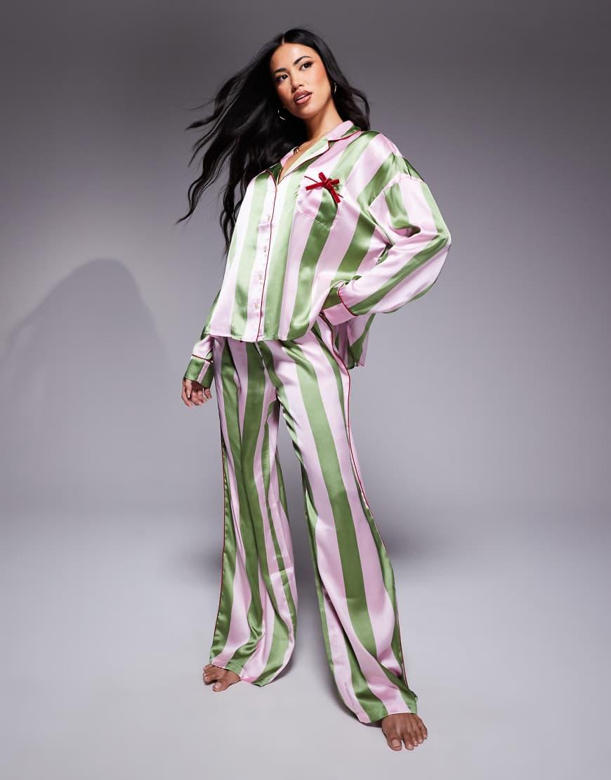 River Island Satin Pyjama Set in Green Lyst UK