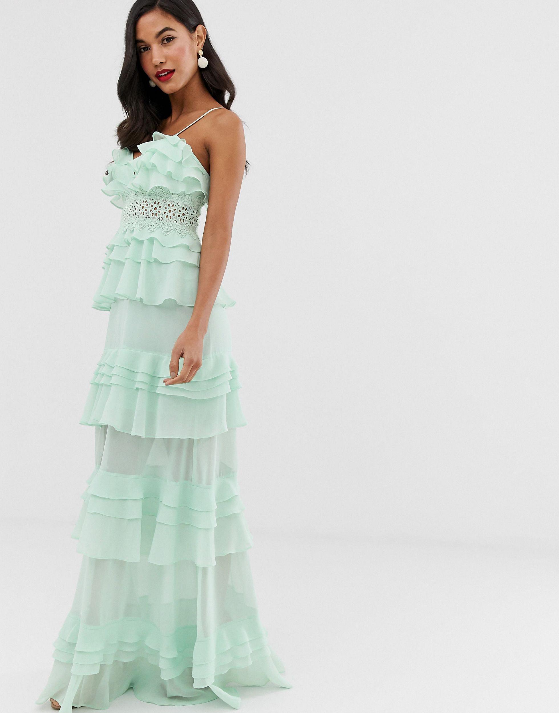 ghost satin maxi cami dress with lace inserts