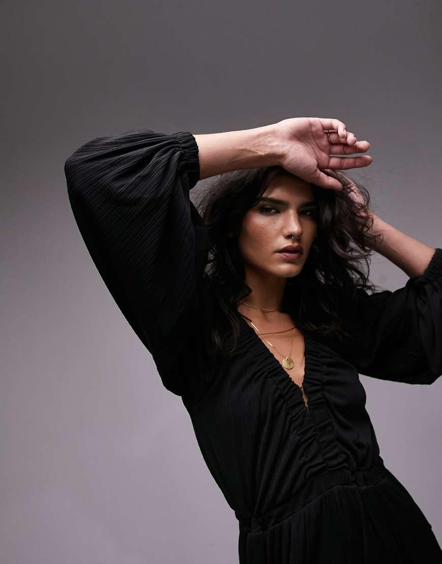 TOPSHOP Jersey Long Sleeve Jumpsuit in Black Lyst UK - Main Image