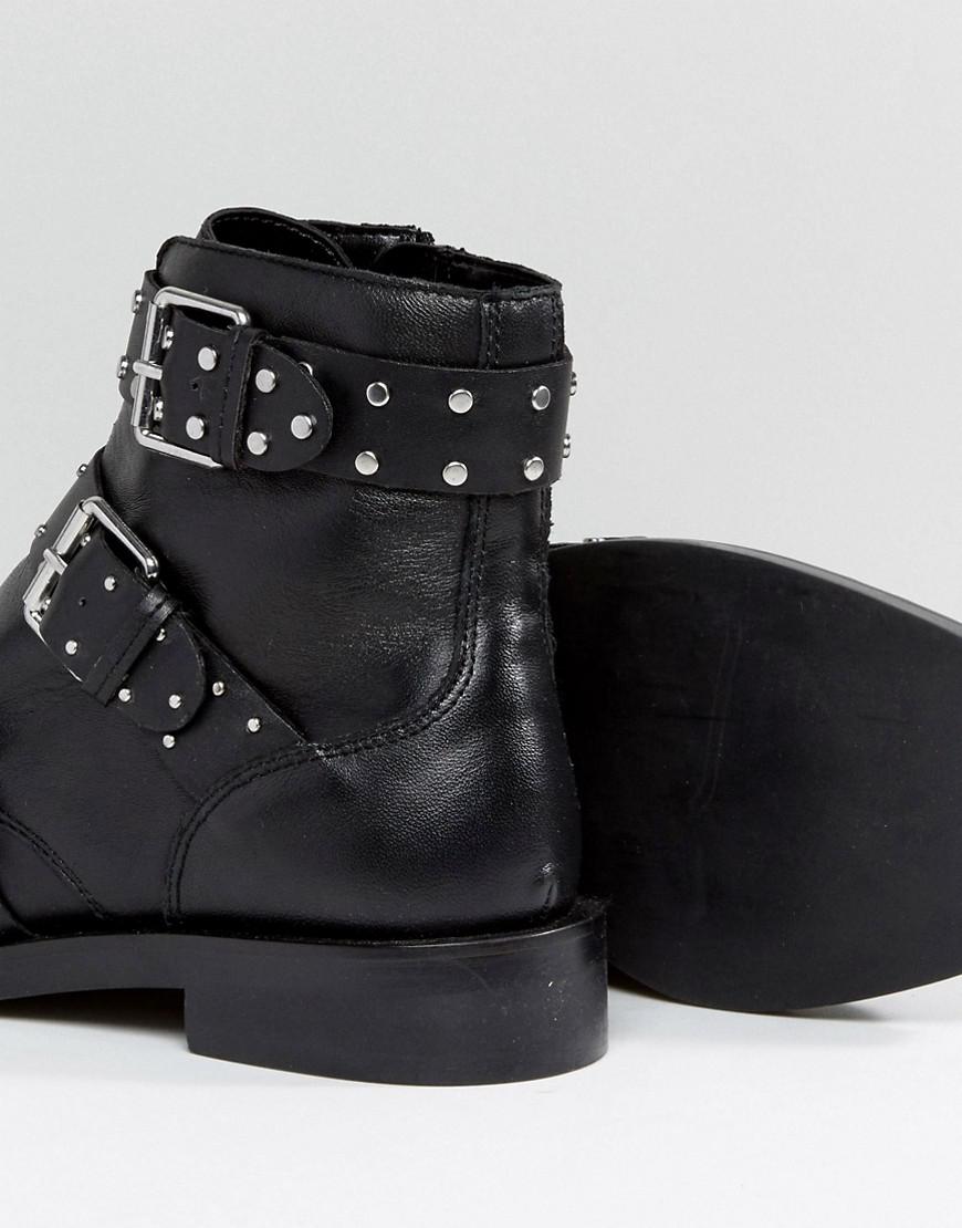 Stradivarius Multi Buckle Ankle Boots in Black | Lyst