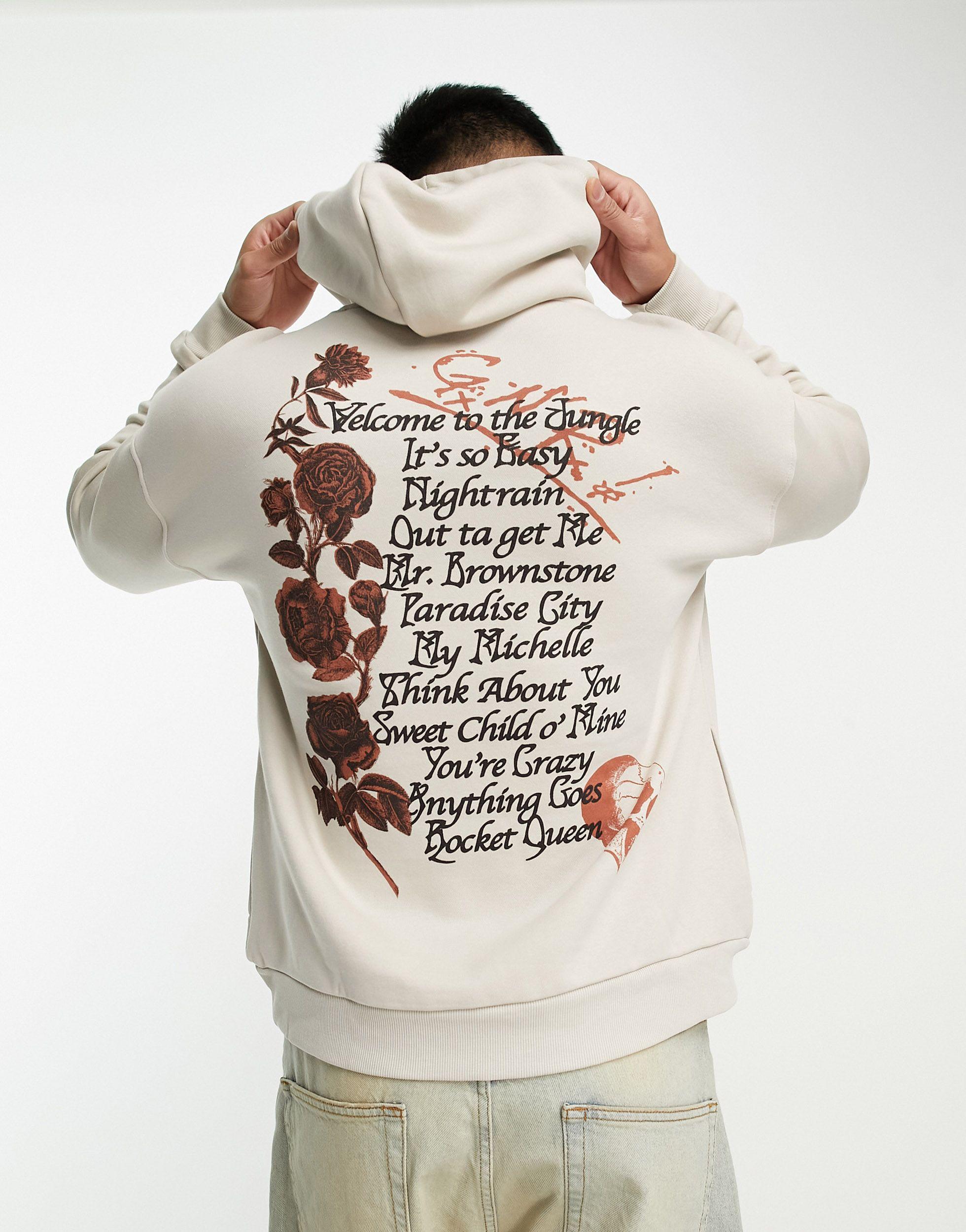 Bershka Guns N Roses Printed Hoodie in Natural for Men | Lyst