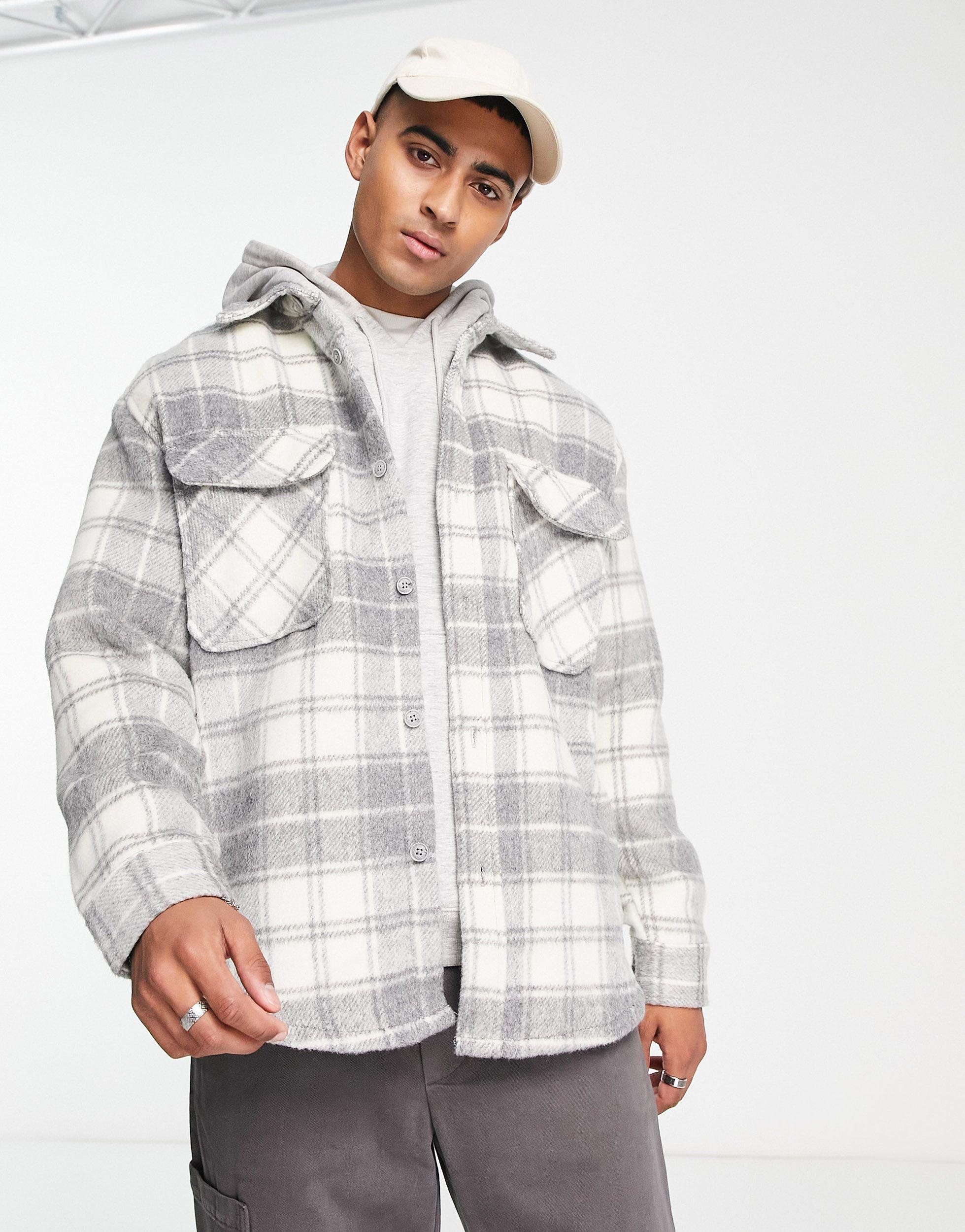 Pull&Bear Checked Overshirt in Grey for Men Lyst UK