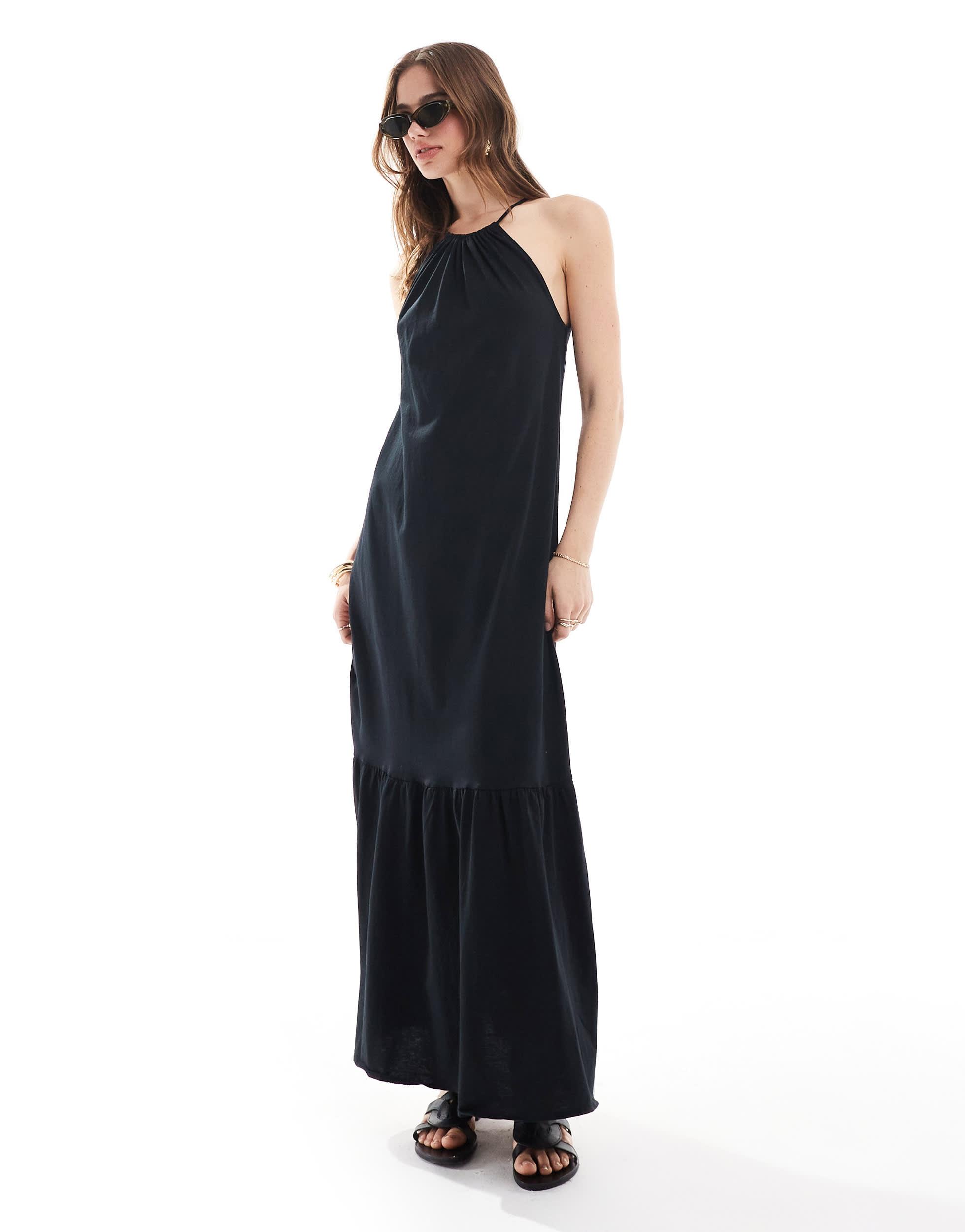 Robe mi longue a volants etages et encolure americaine Mango en coloris Bleu Lyst