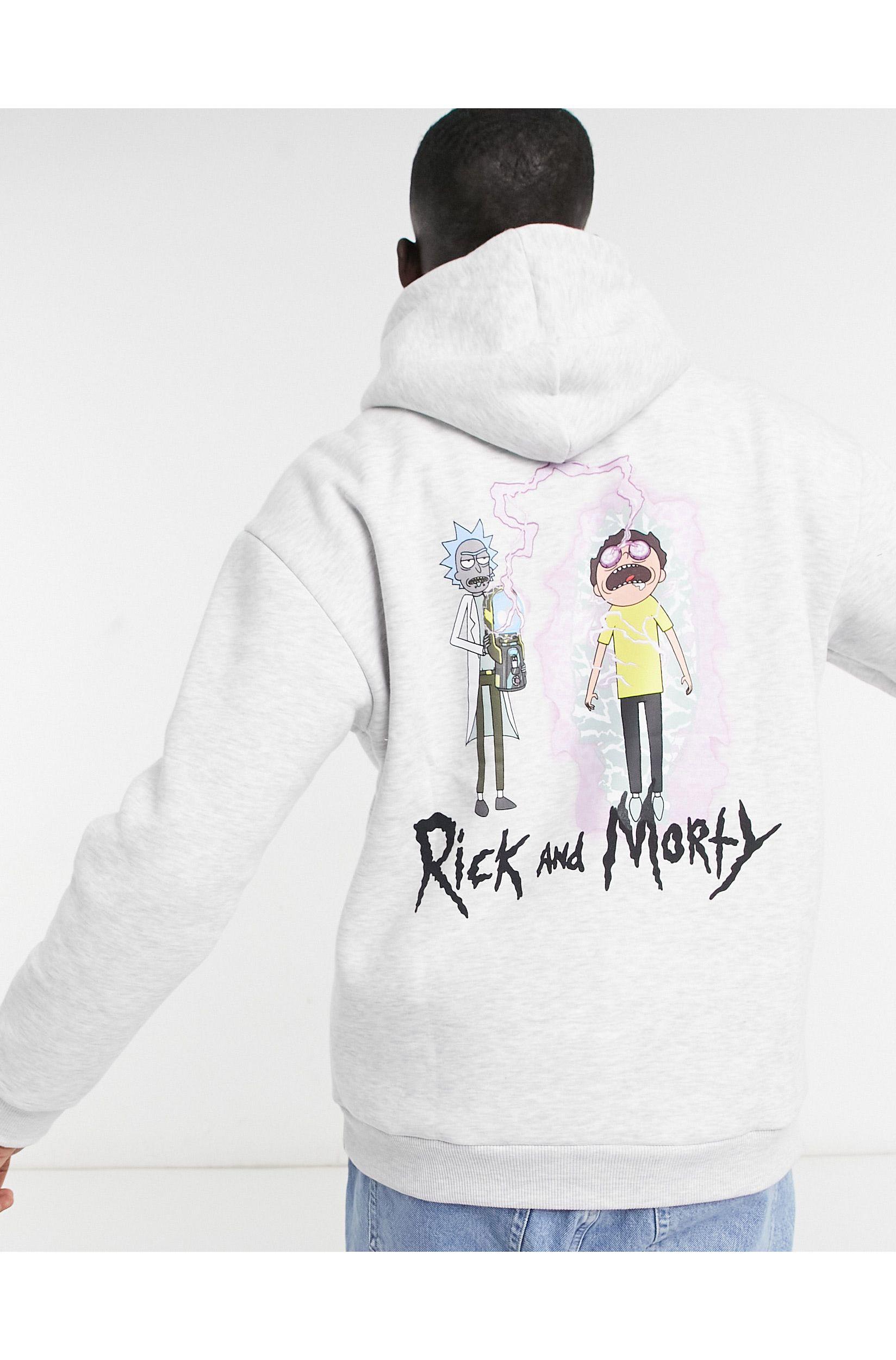 Bershka Rick And Morty Back Print Hoodie in Gray for Men | Lyst
