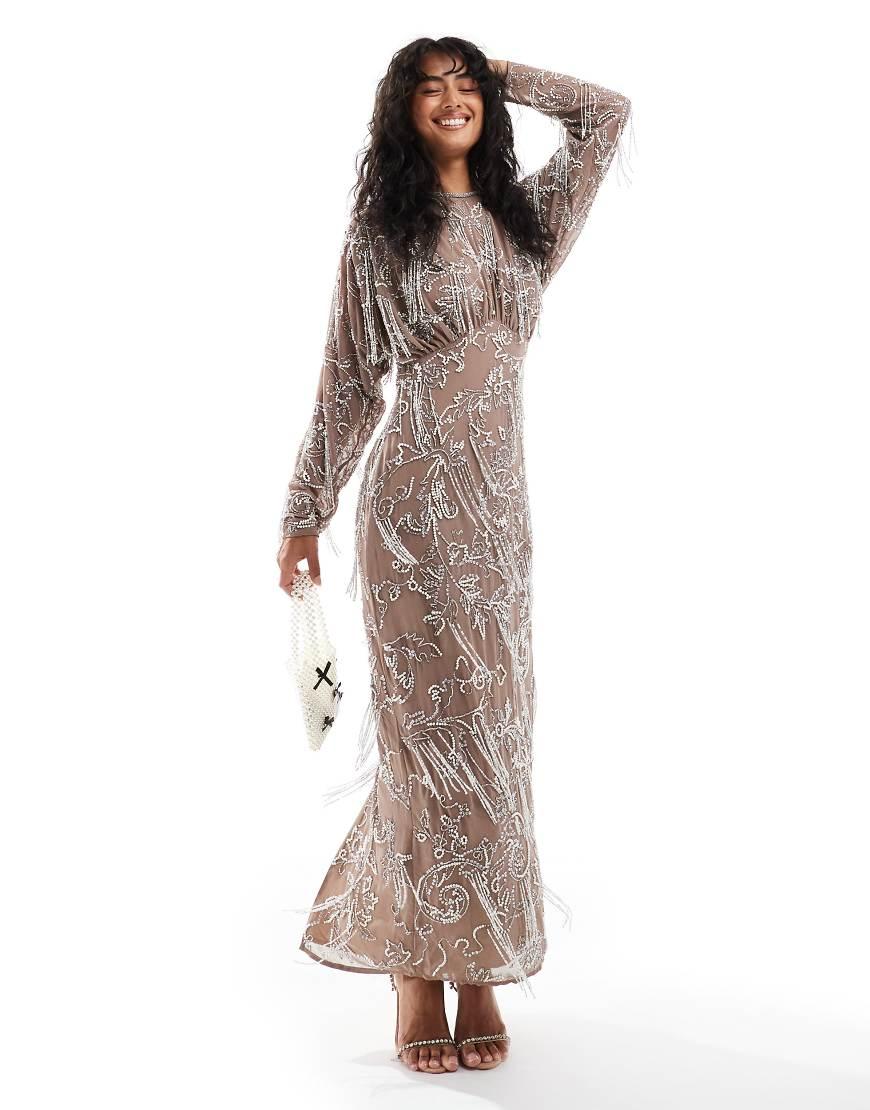vivienne knit fitted midi dress Mac Duggal - Navy Crepe 3/4 Sleeve A-line Gown With Flower Trim