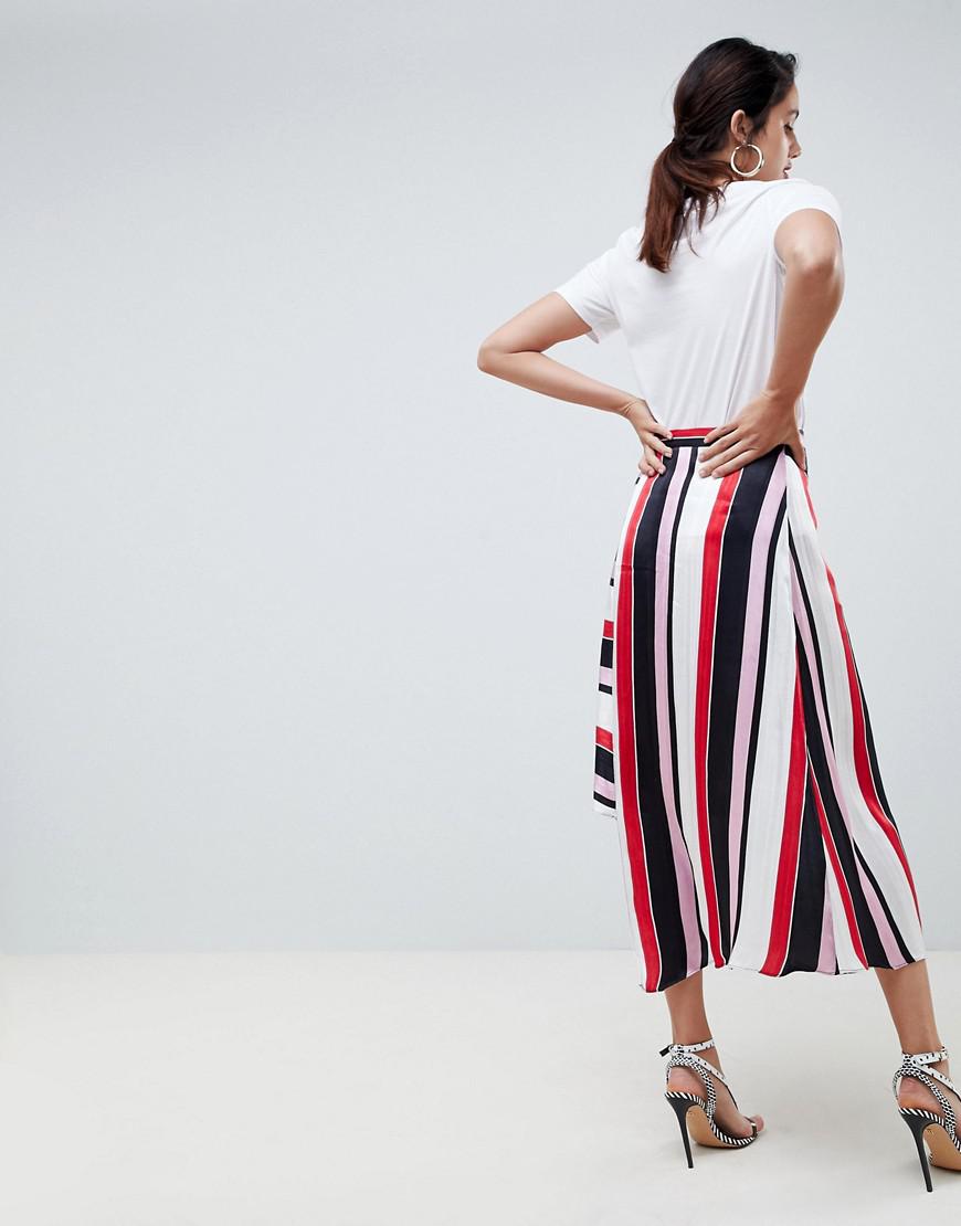 river island asymmetric dress in red stripe