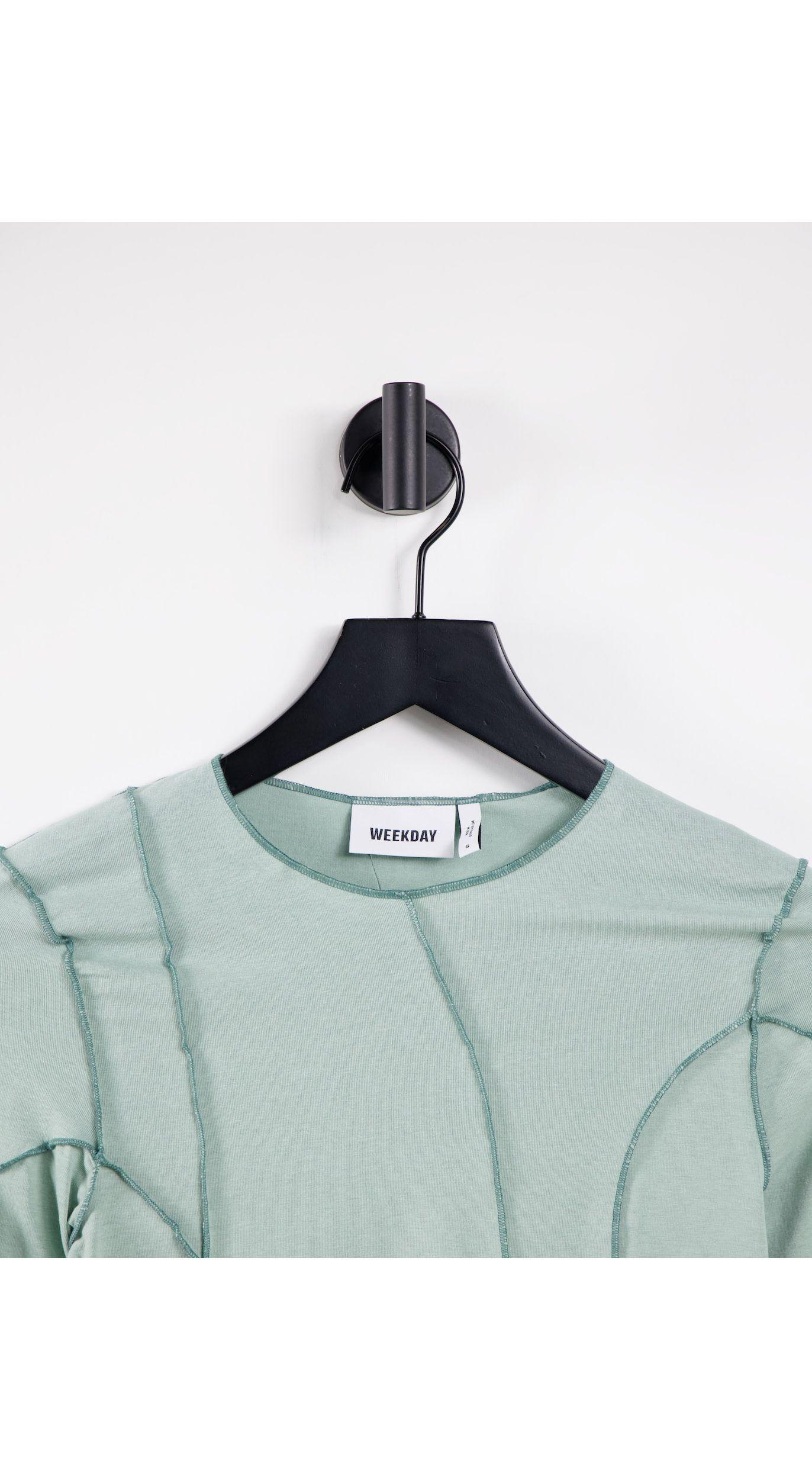 Weekday Sierra Crop Long Sleeve Top With Overlock Seams in Blue | Lyst  Australia