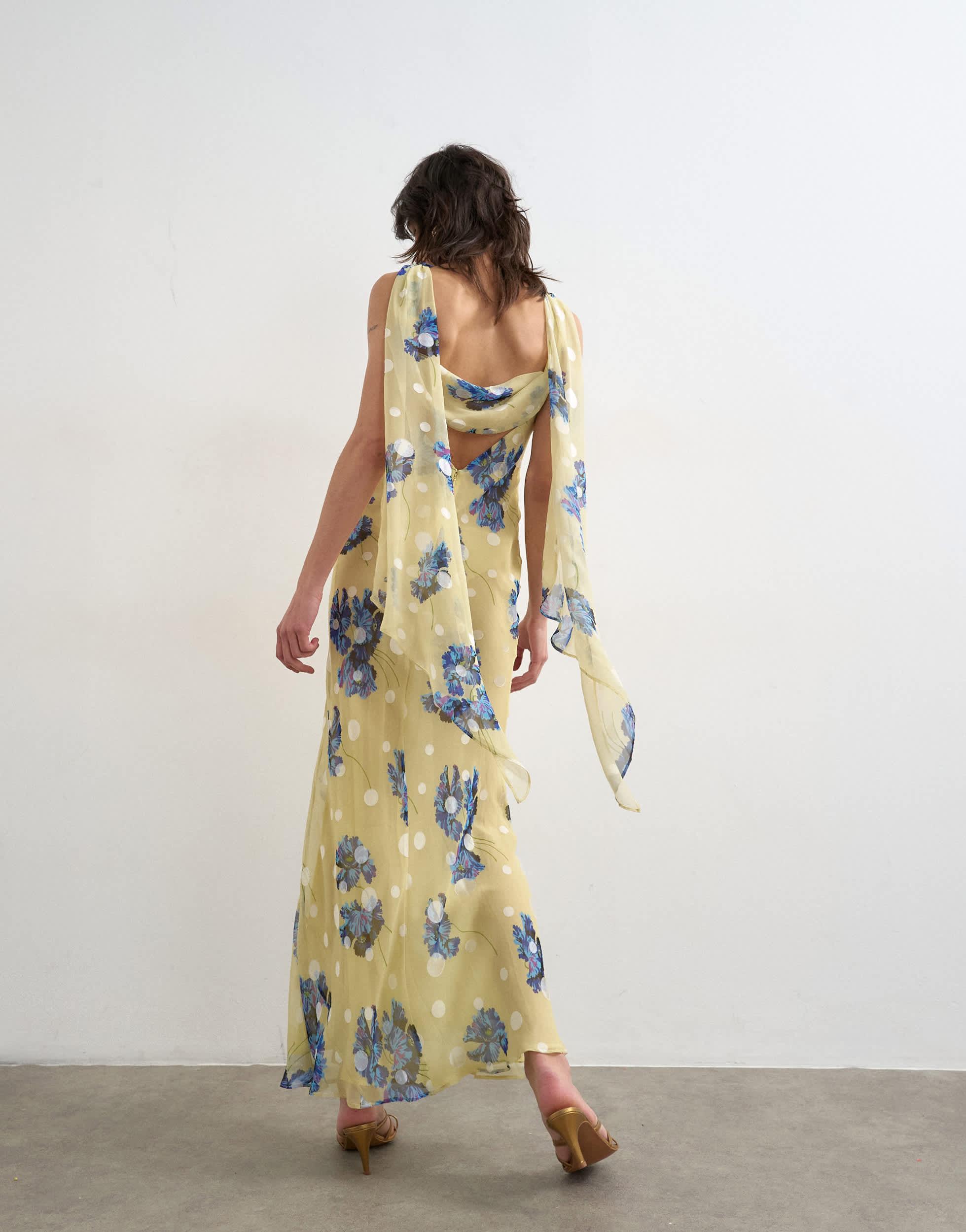 black sleeveless halter dress Alicia Satin Halter Maxi Dress